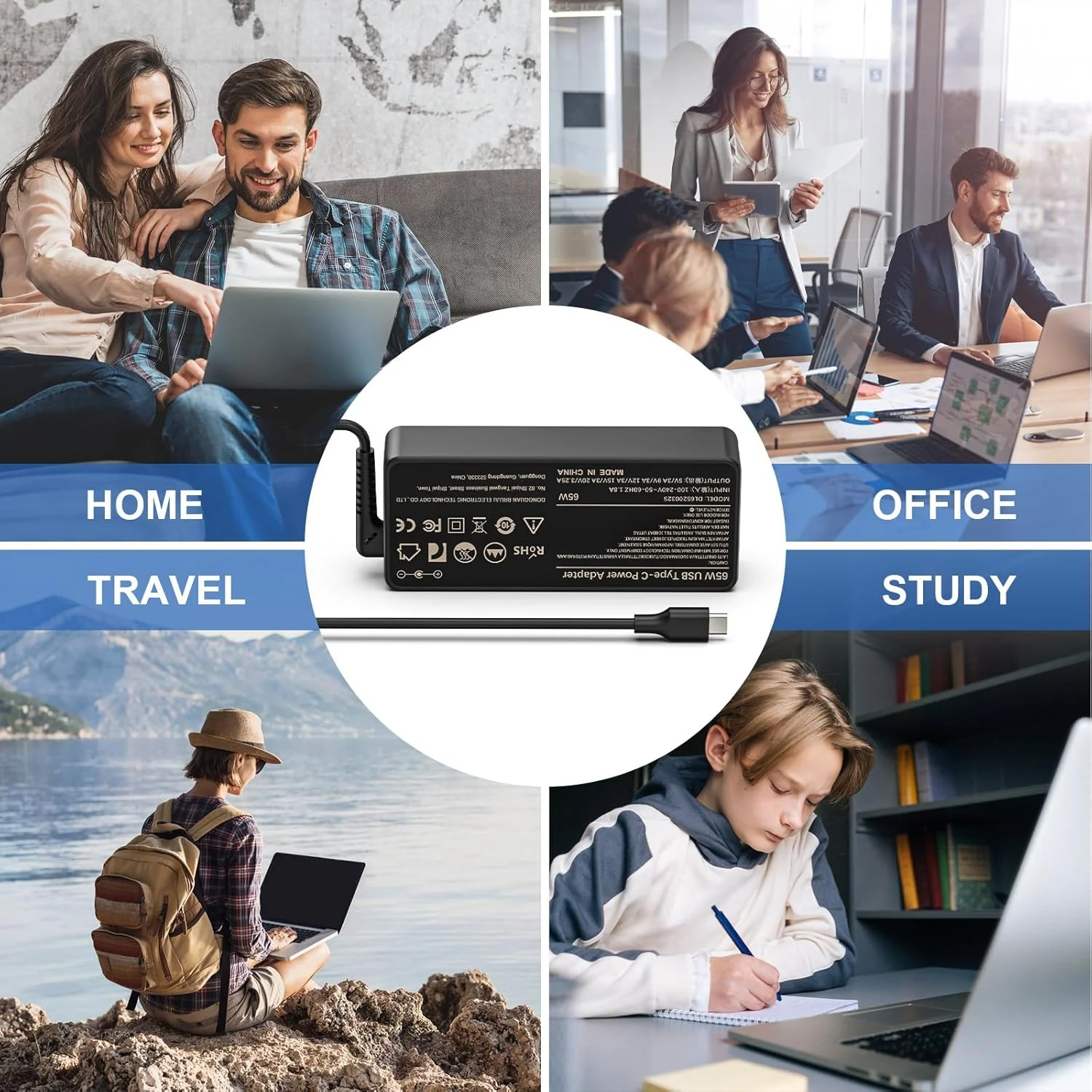 شارژر لپ تاپ 65 واتی تایپ سی Jippofu سازگار با Lenovo ThinkPad Legion Go HP Dell ASUS ROG Acer Samsung Galaxy Huawei MSI و سایر آداپتورهای برق جهانی USB C Chromebook شارژر لپ تاپ 65 واتی تایپ سی Jippofu سازگار با Lenovo ThinkPad Legion Go HP Dell ASUS ROG Acer Samsung Galaxy Huawei MSI و سایر آداپتورهای برق جهانی USB C Chromebook