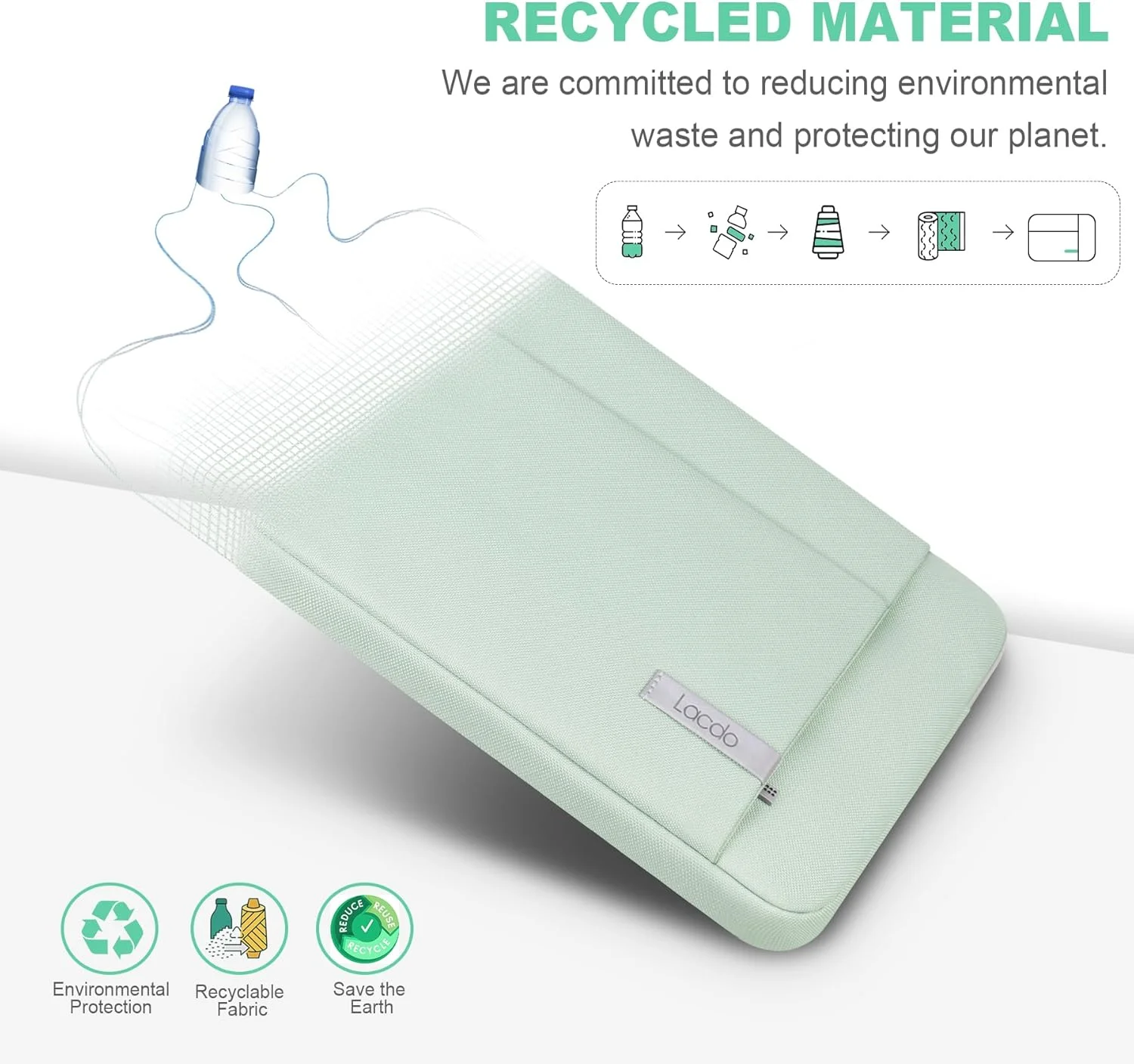 کیف محافظ لپ تاپ لاکدو 15.6 اینچی مناسب برای Dell Inspiron 15 3000 / HP Pavilion Gaming، Envy، 15-dy/Lenovo ThinkPad E15، Ideapad، Legion/ASUS ROG Strix G، VivoBook/Acer Nitro Computer، سبز