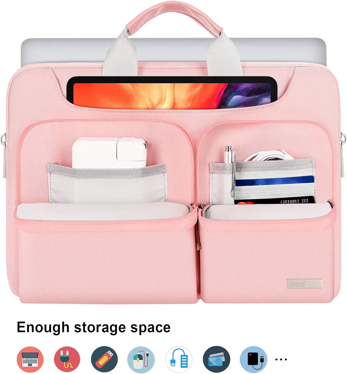 کیف لپ تاپ محافظ شانه ای 360 درجه Lacdo مناسب برای لپ تاپ های 15.6 اینچی Acer Aspire 5 1 3 7/ Chromebook، Asus Zenbook Vivobook 15/Chromebook، Lenovo Ideapad، MSI GF63، HP Pavilion/Envy، صورتی