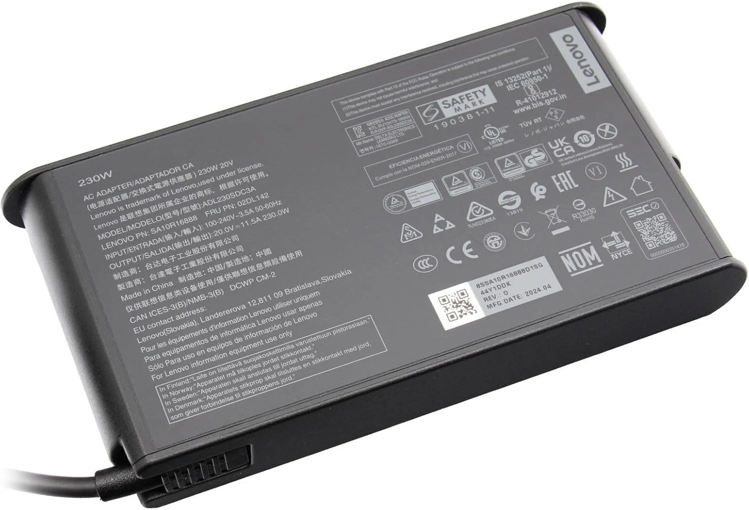 شارژر لنوو 02DL143 230 وات کوچک برای Legion 5-15ACH6H (82JU),15ARH05H (82B1),15IMH05H (81Y6/(82CF), 17ACH6H, 17ARH05H, 17IMH05H, 17ITH6H