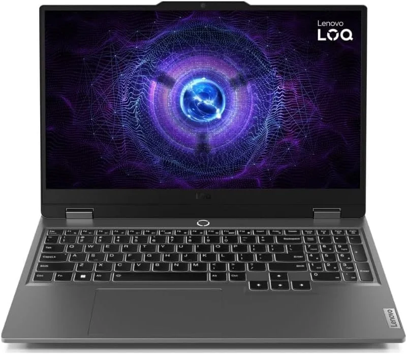 لپ تاپ گیمینگ Lenovo LOQ 15IAX9 با تراشه هوش مصنوعی LA1، صفحه نمایش 15.6 اینچی FHD 144Hz، پردازنده Intel i5-12450HX، رم 12 گیگابایتی، SSD 512 گیگابایتی، RTX 3050، کیبورد انگلیسی با نور پس زمینه، ویندوز 11 پرو، خاکستری لونا