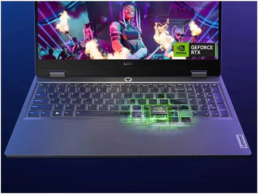 لپ تاپ گیمینگ Lenovo LOQ 15IAX9 با تراشه هوش مصنوعی LA1، صفحه نمایش 15.6 اینچی FHD 144Hz، پردازنده Intel i5-12450HX، رم 12 گیگابایتی، SSD 512 گیگابایتی، RTX 3050، کیبورد انگلیسی با نور پس زمینه، ویندوز 11 پرو، خاکستری لونا