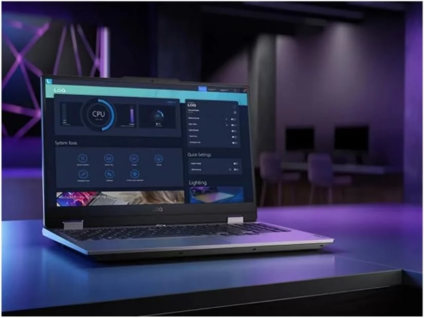 لپ تاپ گیمینگ Lenovo LOQ 15IAX9 با تراشه هوش مصنوعی LA1، صفحه نمایش 15.6 اینچی FHD 144Hz، پردازنده Intel i5-12450HX، رم 12 گیگابایتی، SSD 512 گیگابایتی، RTX 3050، کیبورد انگلیسی با نور پس زمینه، ویندوز 11 پرو، خاکستری لونا