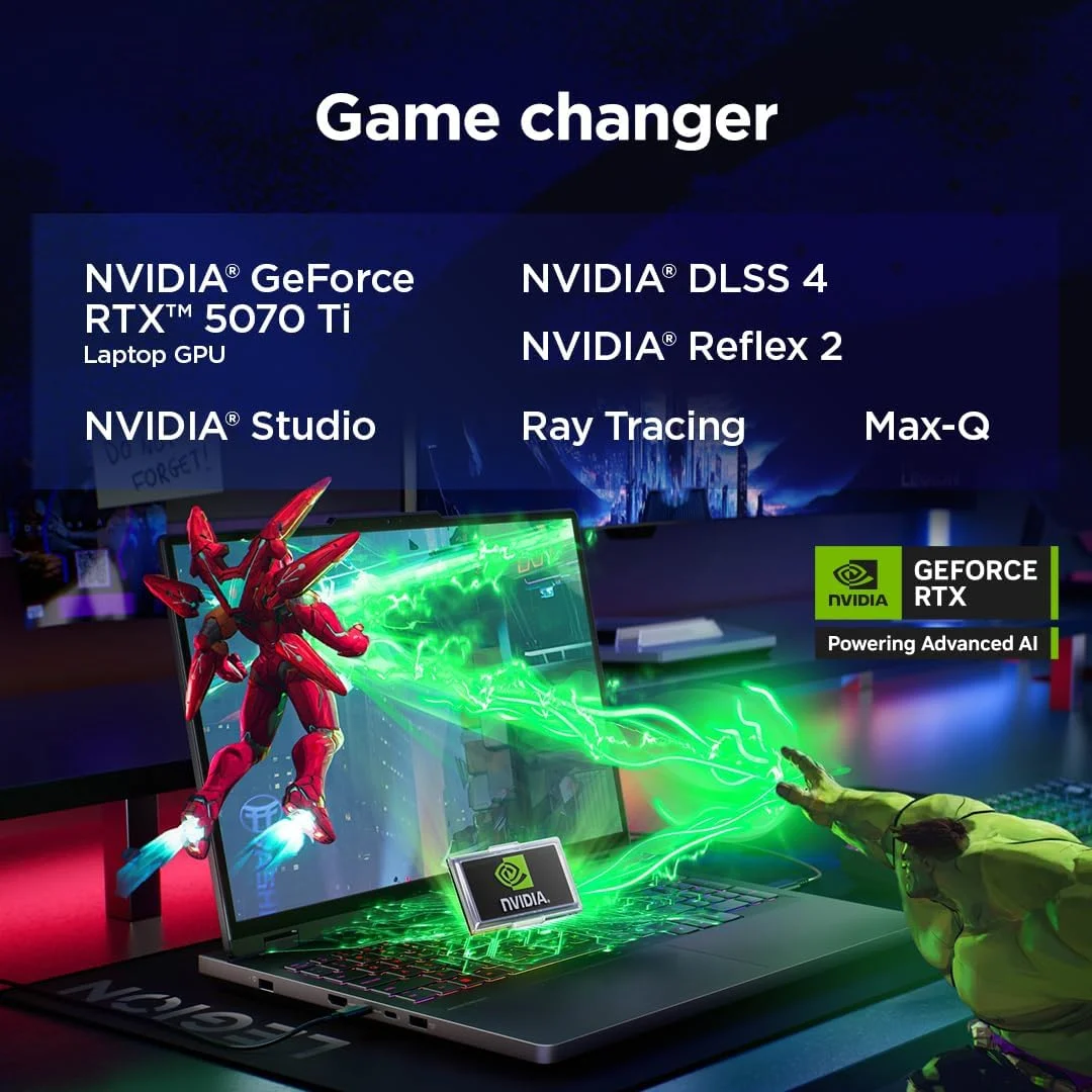 لپ تاپ گیمینگ لنوو Legion Pro 5 16IRX10 AI، صفحه نمایش 16 اینچی WQXGA 240Hz ضد انعکاس نور، پردازنده Intel Core i9-14900HX، رم 24 گیگابایتی، حافظه SSD 1 ترابایتی، کارت گرافیک RTX™ 5060 8GB GDDR7، کیبورد RGB انگلیسی-عربی، ویندوز 11، مشکی اکلیلی [83NN002CAX] 2 سال گارانتی Premium Care