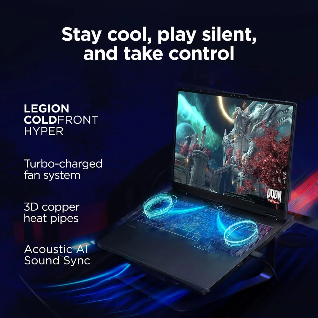 لپ تاپ گیمینگ لنوو Legion Pro 5 16IRX10 AI، صفحه نمایش 16 اینچی WQXGA 240Hz ضد انعکاس نور، پردازنده Intel Core i9-14900HX، رم 24 گیگابایتی، حافظه SSD 1 ترابایتی، کارت گرافیک RTX™ 5060 8GB GDDR7، کیبورد RGB انگلیسی-عربی، ویندوز 11، مشکی اکلیلی [83NN002CAX] 2 سال گارانتی Premium Care