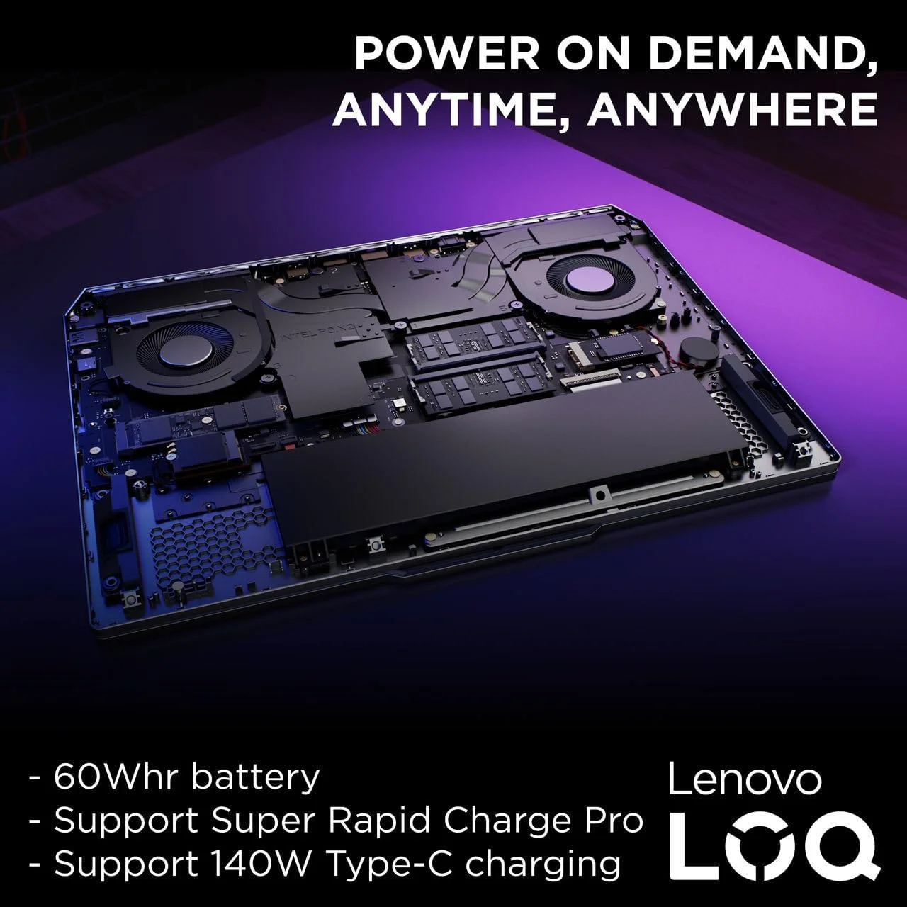 لپ تاپ گیمینگ Lenovo LOQ 15IAX9، صفحه نمایش 15.6 اینچی FHD 100% sRGB 144Hz، پردازنده Intel i5-12450HX، رم 24 گیگابایتی، SSD 512 گیگابایتی، کارت گرافیک NVIDIA RTX 3050 6GB، نور پس زمینه Eng-Arb، ویندوز 11، خاکستری لونا [83GS0095AX]