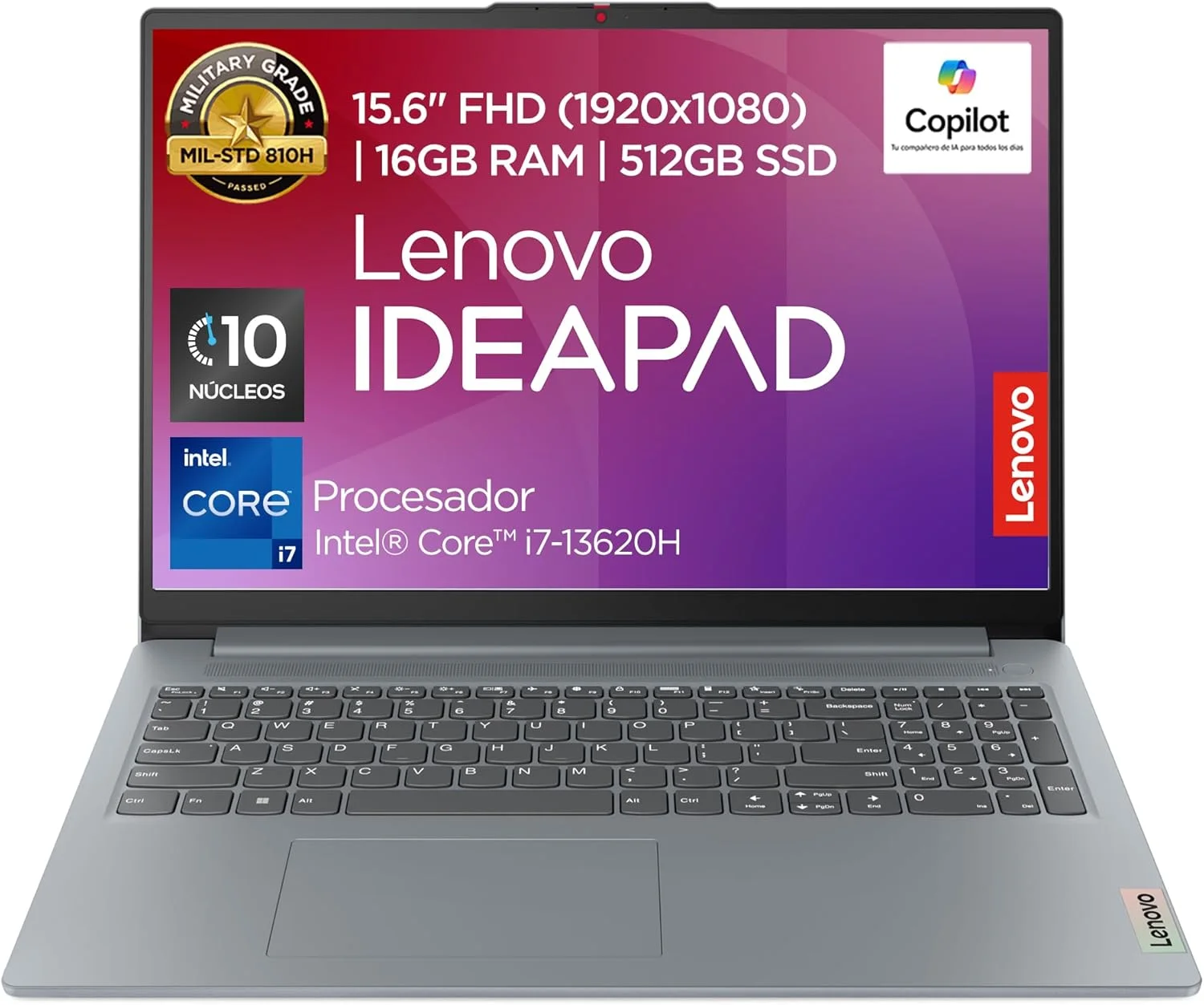 لپ تاپ لنوو IdeaPad Slim 3 15IRH8 | صفحه نمایش 15.6 اینچی FHD، پردازنده Intel Core i7-13620H، رم 16 گیگابایتی، حافظه SSD 512 گیگابایتی | دوربین FHD 1080p | ویندوز 11 / خاکستری قطبی (ارتقا یافته)