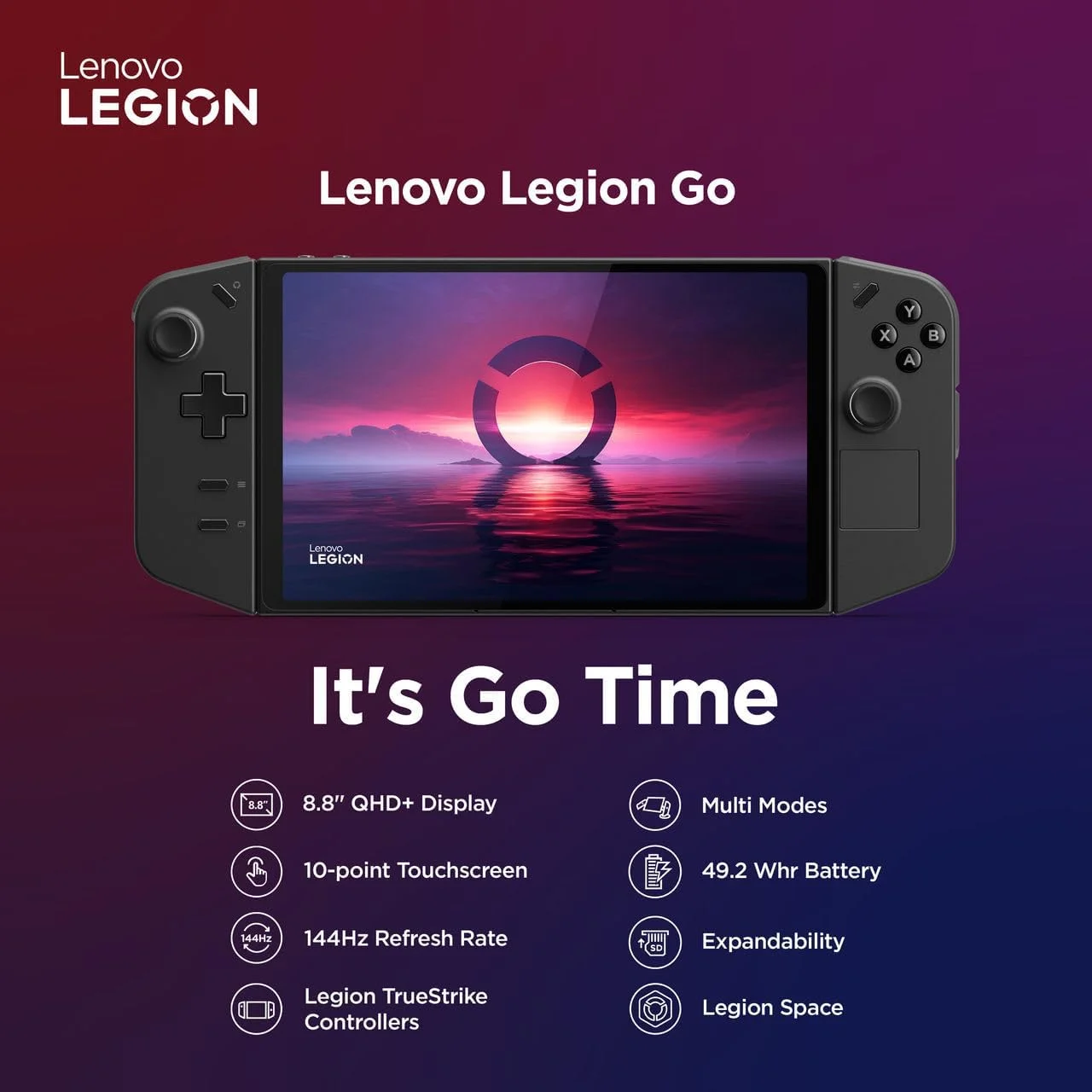کنسول بازی دستی لنوو Legion Go، پردازنده AMD Ryzen Z1 Extreme، رم 16 گیگابایتی، حافظه SSD 512 گیگابایتی، پردازنده گرافیکی AMD Radeon یکپارچه، صفحه نمایش 8.8 اینچی WQXGA 144 هرتز، ویندوز 11 [83E10055AX] با 1 سال محافظت در برابر آسیب های تصادفی