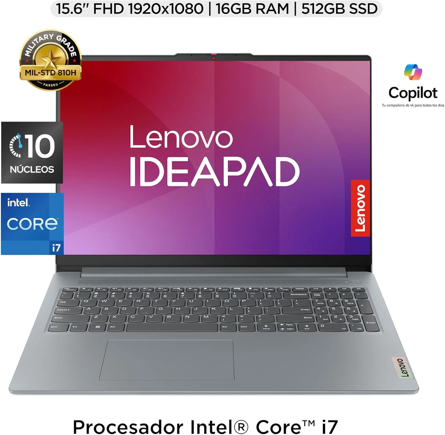 لپ تاپ لنوو IdeaPad Slim 3 15IRH8 | صفحه نمایش 15.6 اینچی FHD، پردازنده Intel Core i7-13620H، رم 16 گیگابایتی، حافظه SSD 512 گیگابایتی | دوربین FHD 1080p | ویندوز 11 / خاکستری قطبی (ارتقا یافته)
