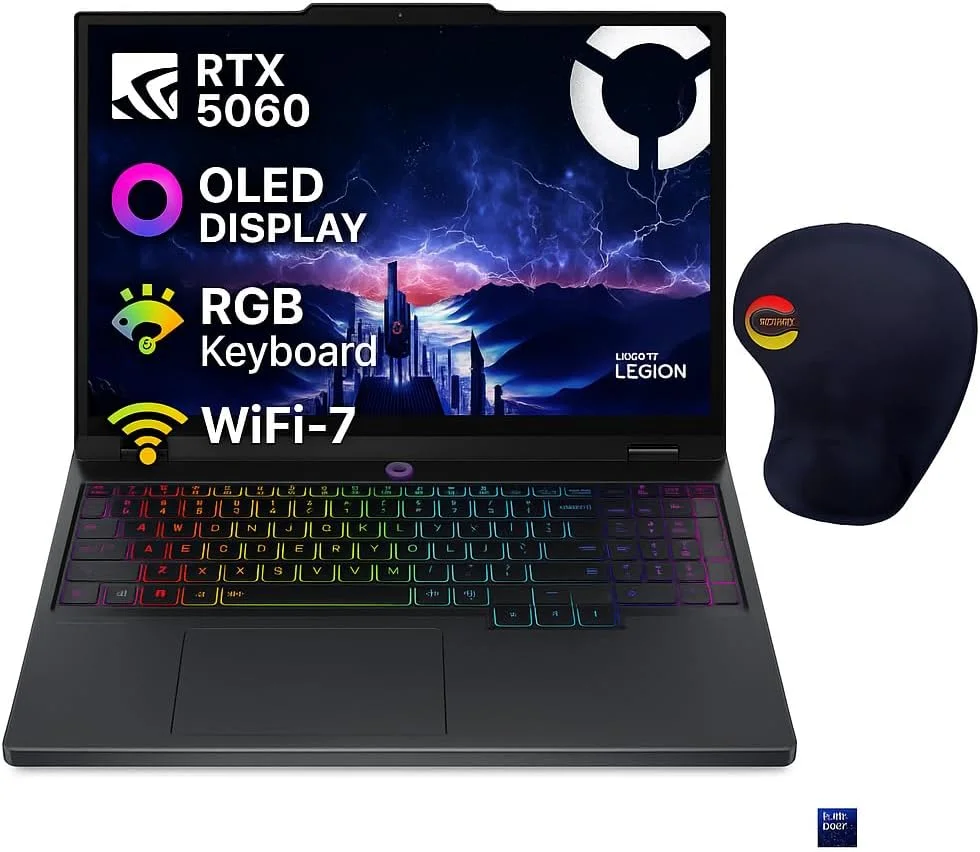 لپ تاپ لنوو Legion 5 15IRX10 – صفحه نمایش 15.1 اینچی OLED WQXGA 165 هرتز | پردازنده Intel Core i7-14700HX | کارت گرافیک RTX 5060 8 GB (GDDR7) | حافظه رم 16 GB DDR5 | حافظه اس اس دی 1 TB PCIe-NVMe | وای فای 7 | کیبورد RGB مشکی اکلیپس به همراه ماوس پد Consumix لپ تاپ لنوو Legion 5 15IRX10 – صفحه نمایش 15.1 اینچی OLED WQXGA 165 هرتز | پردازنده Intel Core i7-14700HX | کارت گرافیک RTX 5060 8 GB (GDDR7) | حافظه رم 16 GB DDR5 | حافظه اس اس دی 1 TB PCIe-NVMe | وای فای 7 | کیبورد RGB مشکی اکلیپس به همراه ماوس پد Consumix