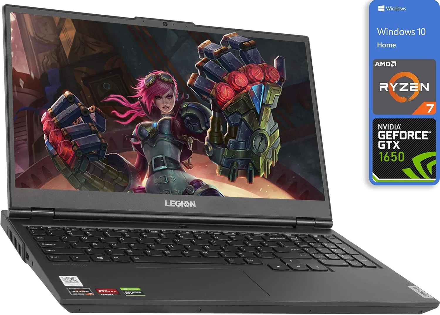 لپ تاپ گیمینگ لنوو Legion 5، صفحه نمایش 15.6 اینچی FHD IPS 250nits 120Hz، پردازنده AMD Ryzen 7 4800H، رم 32 گیگابایت DDR4، حافظه 1 ترابایت PCIe SSD، وای فای 6، کیبورد با نور پس زمینه سفید، USB-C، HDMI، GeForce GTX 1650، ویندوز 10، بسته TWE