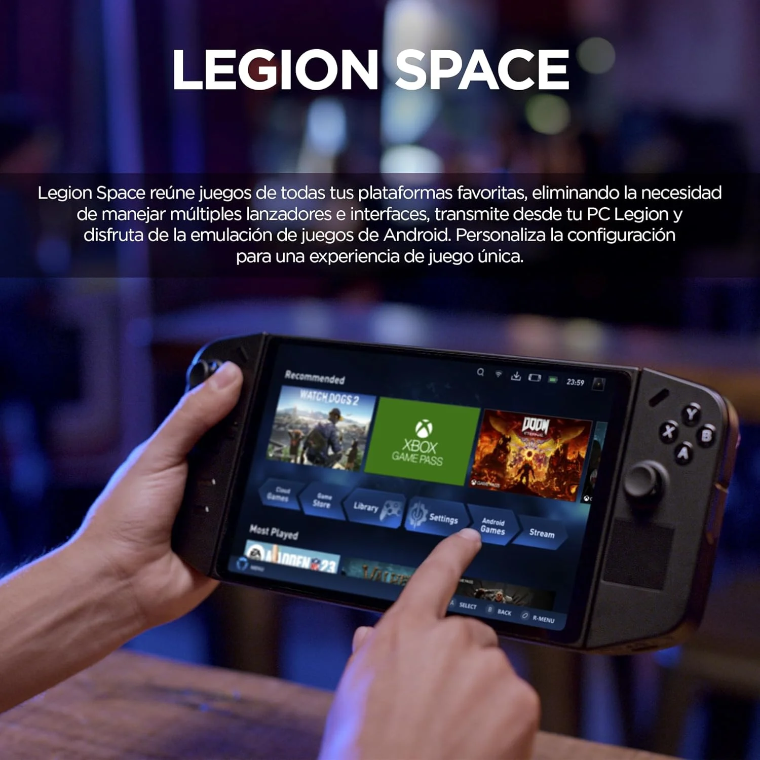 کنسول بازی لنوو Legion Go با صفحه نمایش لمسی 8.8 اینچی QHD گوریلا گلس | پردازنده AMD Ryzen Z1 Extreme با 8 هسته و 16 گیگابایت رم، 1 ترابایت SSD | کیف حمل، داک ریموت | ویندوز 11 هوم، مشکی سایه