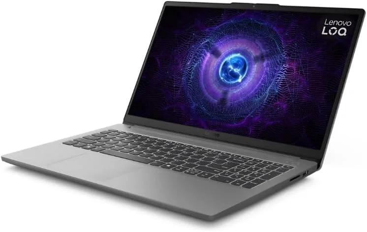لپ تاپ گیمینگ هوش مصنوعی Lenovo LOQ 15IAX9E، 15.6 اینچ FHD 144 هرتز، Intel Core i7-12650HX، 16 گیگابایت DDR5، 512 گیگابایت SSD، RTX 4050 6GB GDDR6، ویندوز 11 هوم، صفحه کلید انگلیسی-عربی با نور پس زمینه، خاکستری Luna، 1 سال گارانتی لنوو