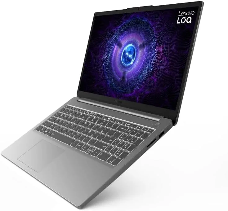 لپ تاپ گیمینگ هوش مصنوعی Lenovo LOQ 15IAX9E، 15.6 اینچ FHD 144 هرتز، Intel Core i7-12650HX، 16 گیگابایت DDR5، 512 گیگابایت SSD، RTX 4050 6GB GDDR6، ویندوز 11 هوم، صفحه کلید انگلیسی-عربی با نور پس زمینه، خاکستری Luna، 1 سال گارانتی لنوو