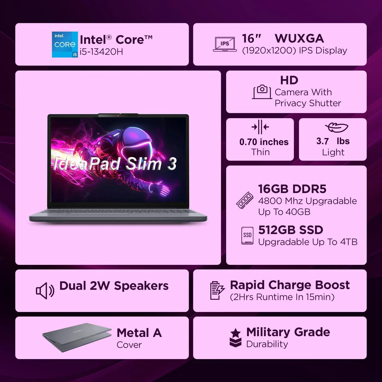 لپ تاپ تجاری لنوو ThinkBook 16 G7 با صفحه نمایش 16 اینچی FHD+، پردازنده 16 هسته ای Intel Ultra 7 155H (بهتر از i7-13705H)، گرافیک Arc، رم 64 گیگابایتی DDR5، حافظه SSD 2 ترابایتی PCIe، وای فای 6E، کیبورد با نور پس زمینه، ویندوز 11 پرو، AZ-XUT لپ تاپ تجاری لنوو ThinkBook 16 G7 با صفحه نمایش 16 اینچی FHD+، پردازنده 16 هسته ای Intel Ultra 7 155H (بهتر از i7-13705H)، گرافیک Arc، رم 64 گیگابایتی DDR5، حافظه SSD 2 ترابایتی PCIe، وای فای 6E، کیبورد با نور پس زمینه، ویندوز 11 پرو، AZ-XUT