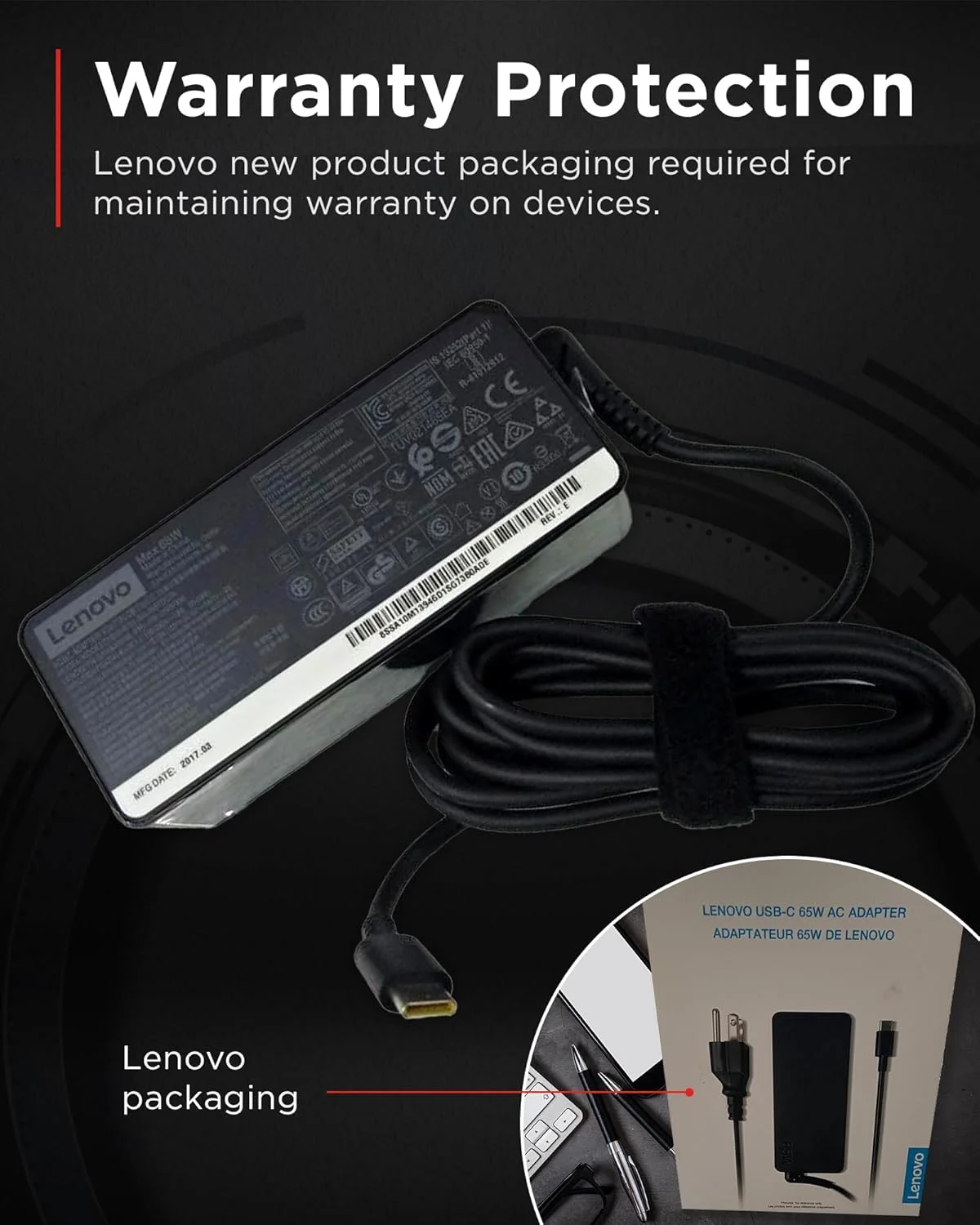 آداپتور برق 65 واتی USB-C لنوو (UL) - 65 وات - خروجی 5 ولت DC آداپتور برق 65 واتی USB-C لنوو (UL) - 65 وات - خروجی 5 ولت DC