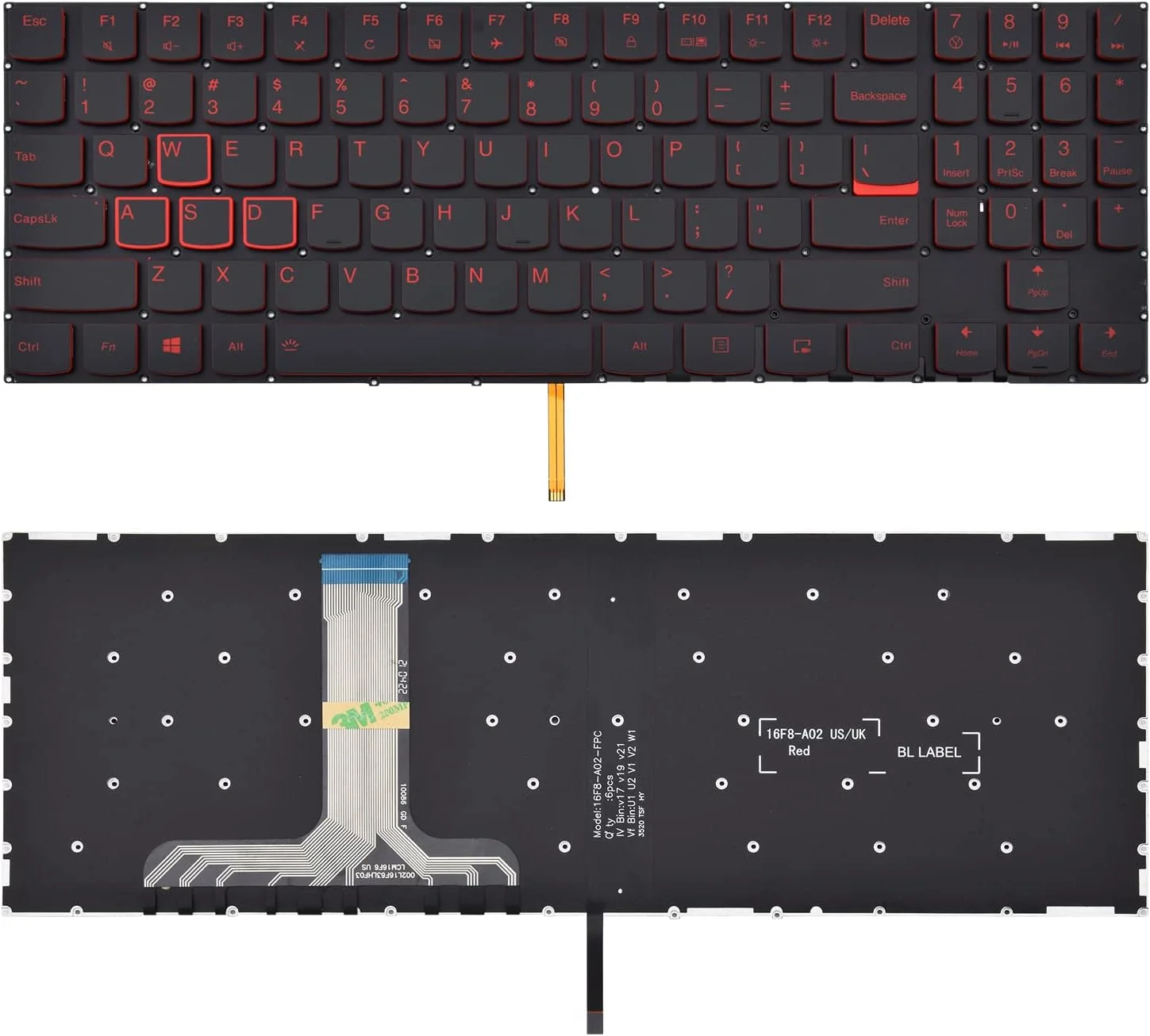 کیبورد جایگزین SUNMALL سازگار با Lenovo Legion Y520-15ikbn Y720-15ikb R720-15IKB (سازگار با Lenovo Legion Y530-15ICH Y540-15IRH Y540-17IRH Y545 Y7000p) با نور پس زمینه و طرح بندی US