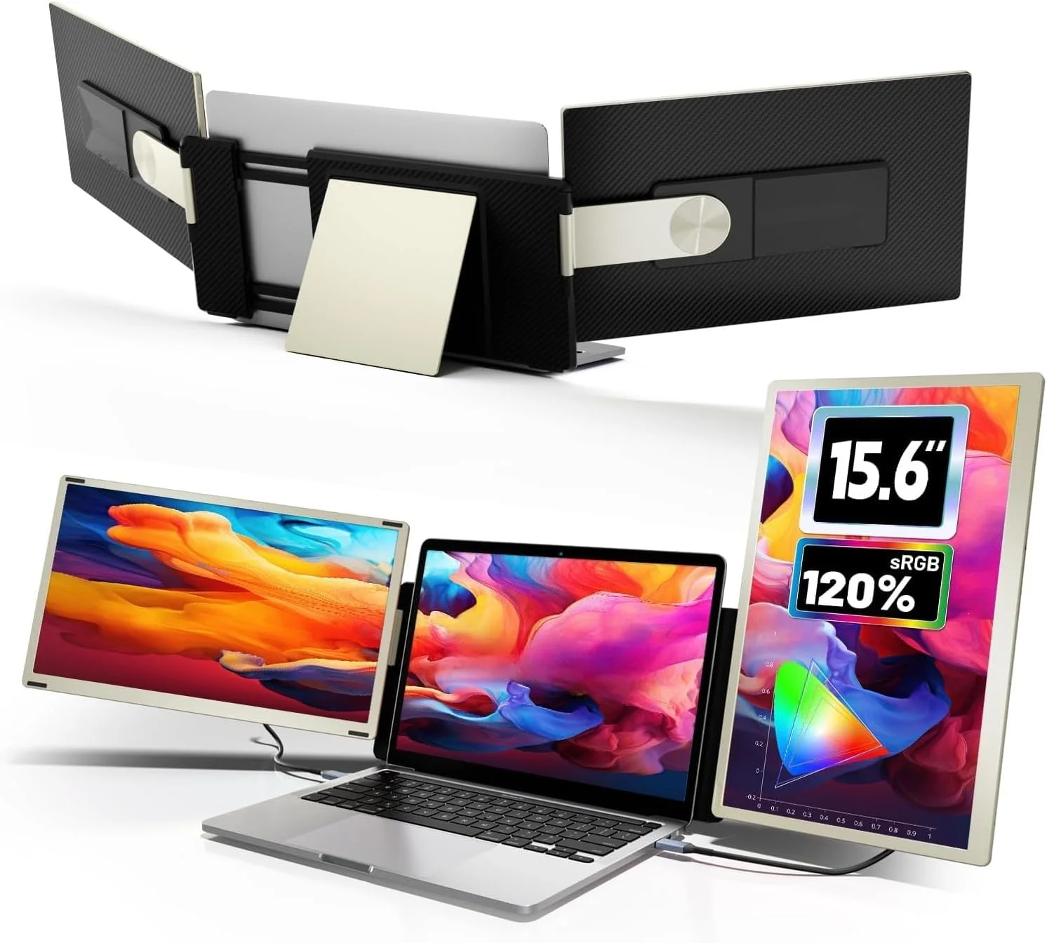 اکستندر صفحه نمایش لپ تاپ V2COM، مانیتور دوگانه 15.6 اینچی FHD 1080P IPS، مانیتور قابل حمل برای لپ تاپ های 13-17.3 اینچی با پورت USB-C/HDMI (S6 / 15.6 اینچ)