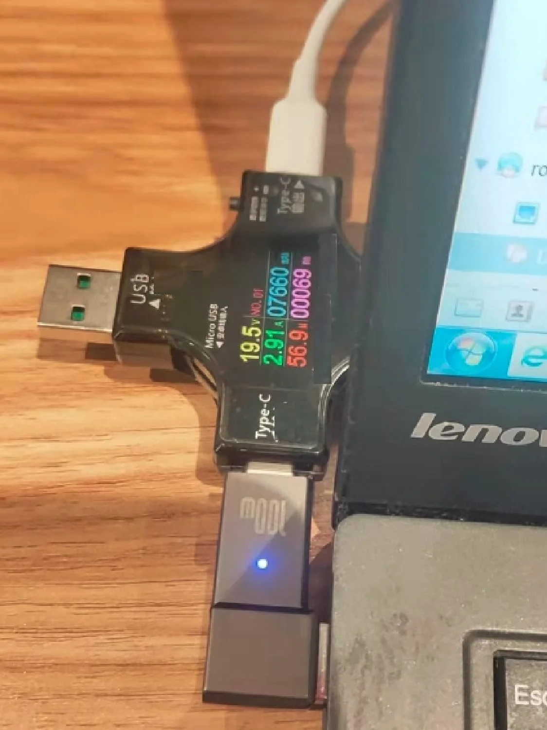 SANMUGEED USB C Charging Adapter for Lenovo, Female USB-C to Slim Square Yellow Tip Converter 100w PD Charger Adapter for Lenovo Thinkpad x1 Carbon t470 t460 t450 t440