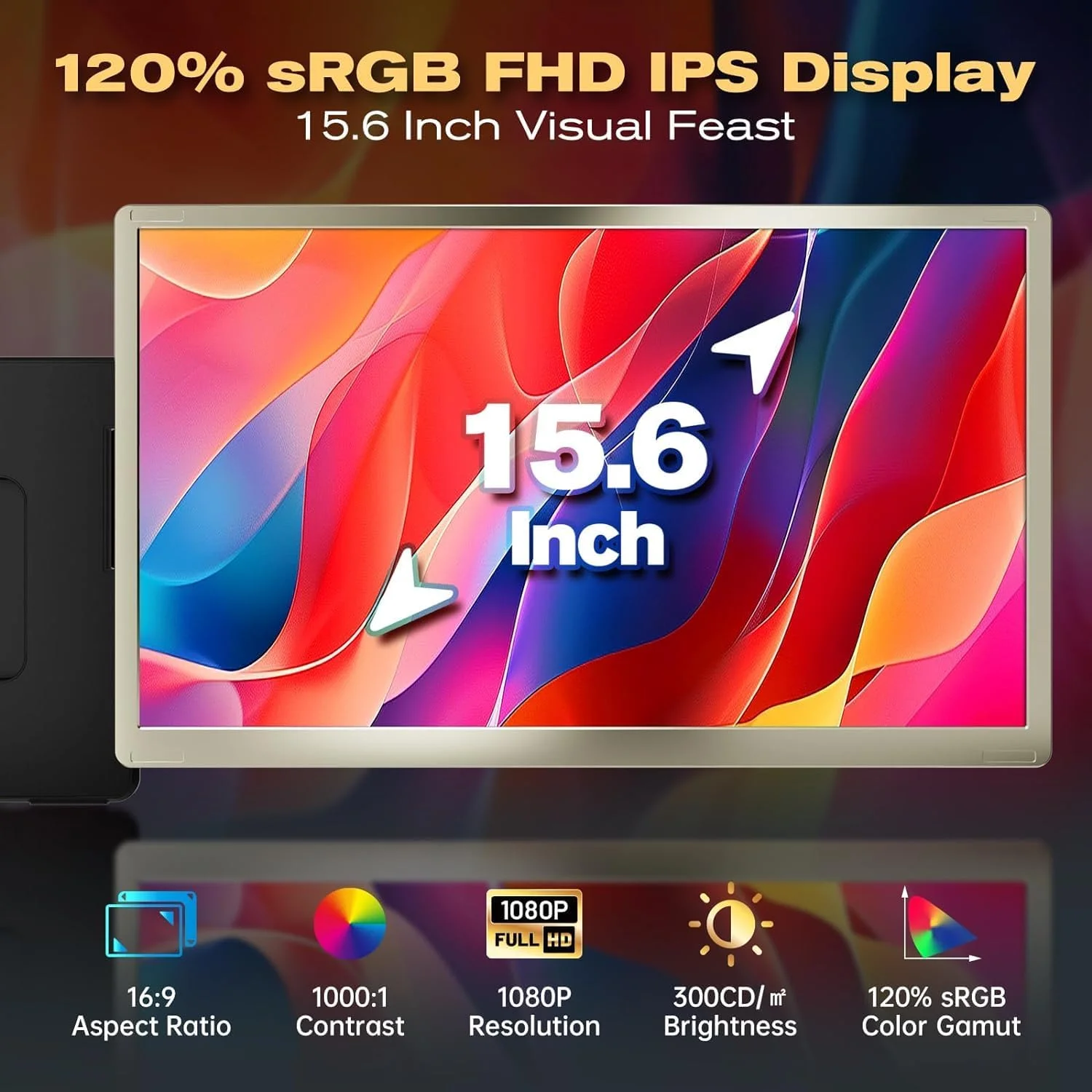 اکستندر صفحه نمایش لپ تاپ V2COM، مانیتور دوگانه 15.6 اینچی FHD 1080P IPS، مانیتور قابل حمل برای لپ تاپ های 13-17.3 اینچی با پورت USB-C/HDMI (S6 / 15.6 اینچ)