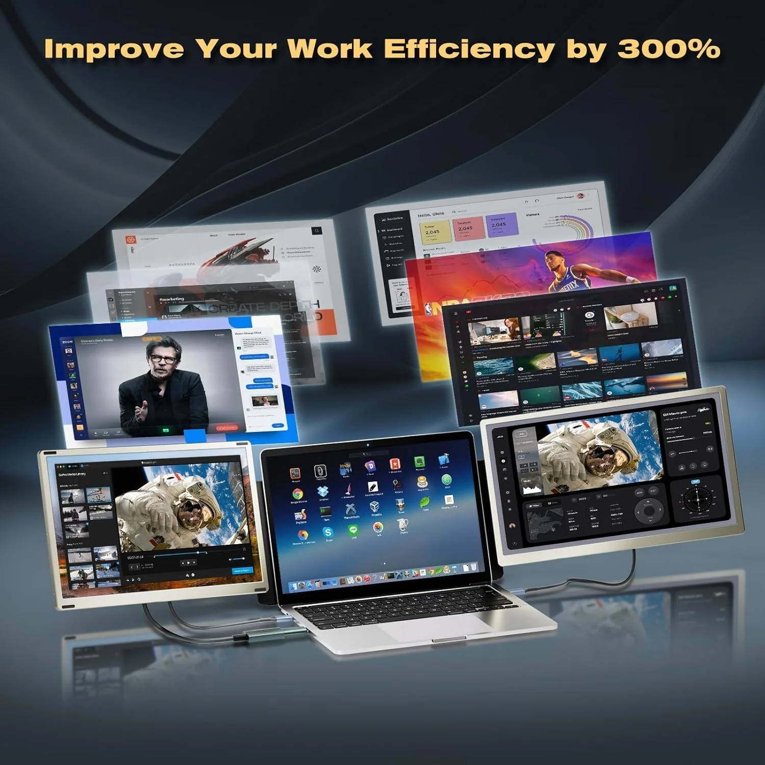 اکستندر صفحه نمایش لپ تاپ V2COM، مانیتور دوگانه 15.6 اینچی FHD 1080P IPS، مانیتور قابل حمل برای لپ تاپ های 13-17.3 اینچی با پورت USB-C/HDMI (S6 / 15.6 اینچ)