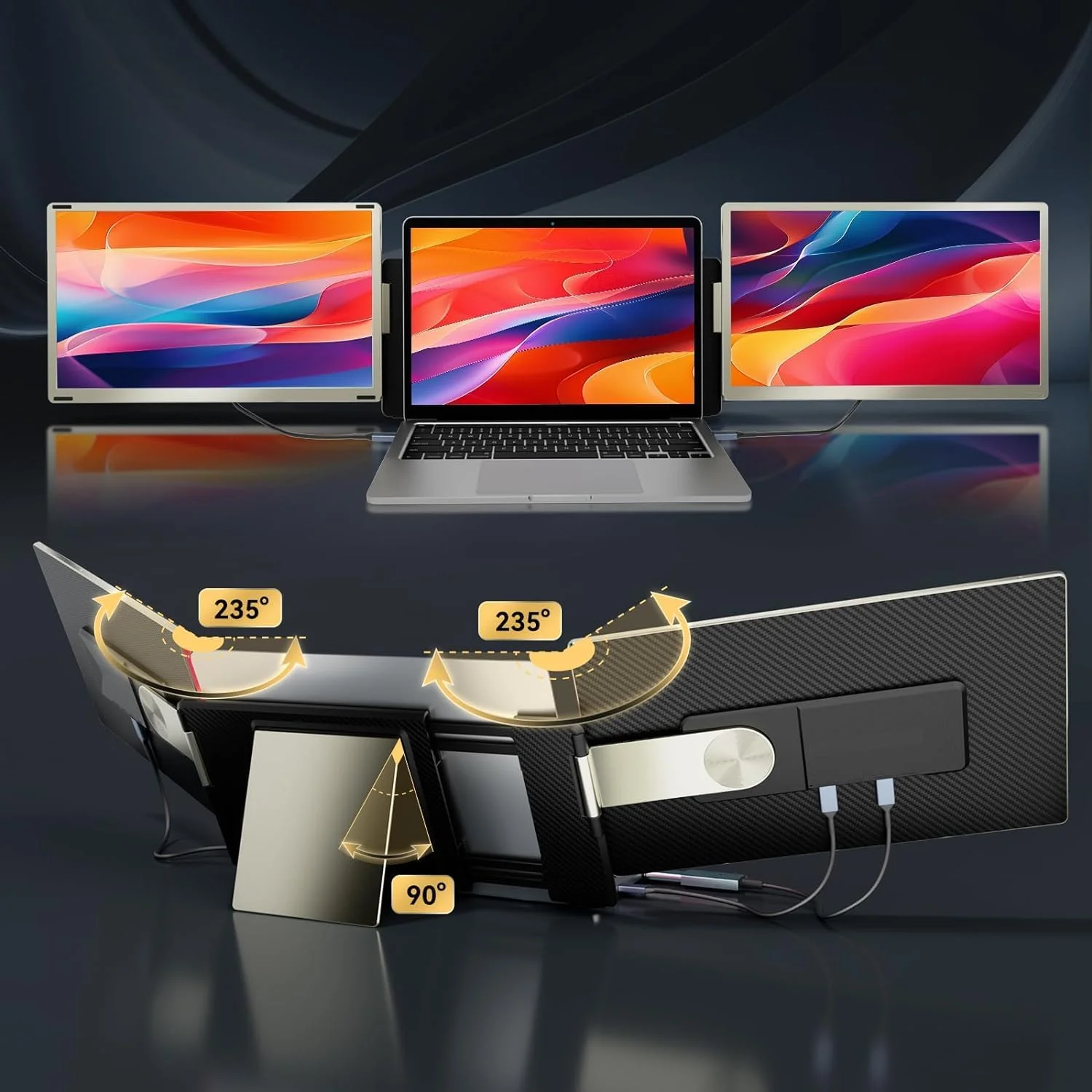 اکستندر صفحه نمایش لپ تاپ V2COM، مانیتور دوگانه 15.6 اینچی FHD 1080P IPS، مانیتور قابل حمل برای لپ تاپ های 13-17.3 اینچی با پورت USB-C/HDMI (S6 / 15.6 اینچ)