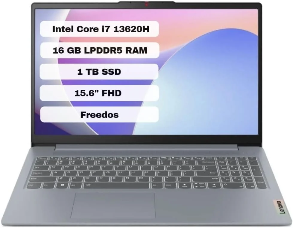 لپ تاپ IDEAPAD SLIM 3 با پردازنده CORE I7-13620H / رم 16 گیگابایت / حافظه SSD 1 ترابایت / صفحه نمایش 15.6 اینچ FHD IPS / خاکستری / ویندوز 11 / (خاکستری قطبی)(ارتقا یافته)