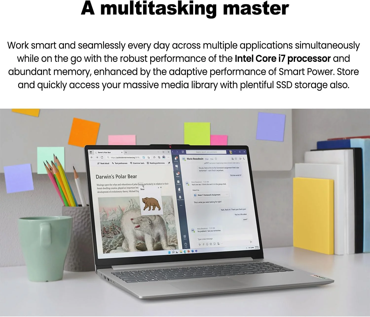 لپ تاپ LENOVO IdeaPad Slim 3 مناسب کاربری خانگی و تجاری، مجهز به هوش مصنوعی، پردازنده Intel i7-13620H، صفحه نمایش 15.3 اینچی FHD، رم 16 گیگابایتی، حافظه SSD 1 ترابایتی، وب کم، HDMI، کارت خوان، Wi-Fi 6، ویندوز 11 پرو، رنگ خاکستری Luna، به همراه 512 گیگابایت SSD اکسترنال