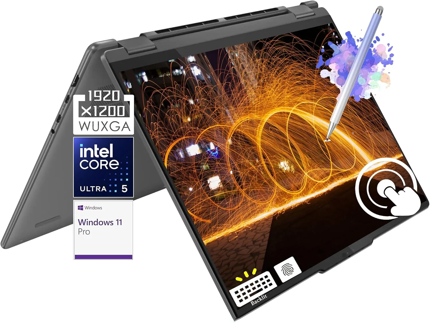 لپ تاپ 2 در 1 لنوو Yoga 7i مدل 2024، صفحه نمایش لمسی 16 اینچی 2K، پردازنده Core Ultra 5 125U (بهتر از i7-1355U)، 16 گیگابایت LPDDR5X، 300 نیت، نور پس زمینه، TB4، FP، WiFi 6E، وب کم، ویندوز 11 پرو به همراه قلم استایلوس (16 گیگابایت رم | 1 ترابایت SSD+pro)