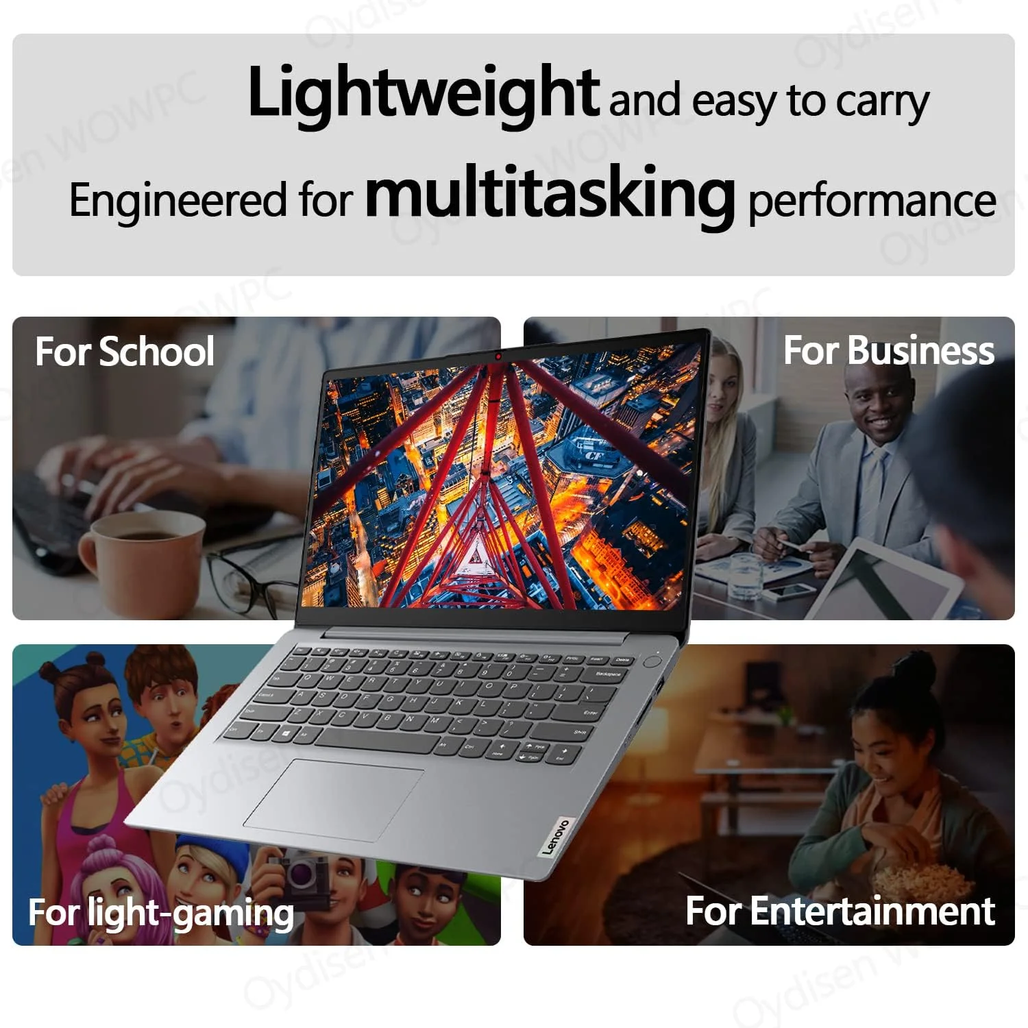 لپ تاپ تجاری 14 اینچی لنوو، پردازنده Intel Core i3 نسل دوازدهم، 8 گیگابایت رم، 1 ترابایت حافظه SSD، صفحه نمایش 14 اینچی HD ضد تابش نور، Wi-Fi 6 و بلوتوث، HDMI، ویندوز 11 پرو.