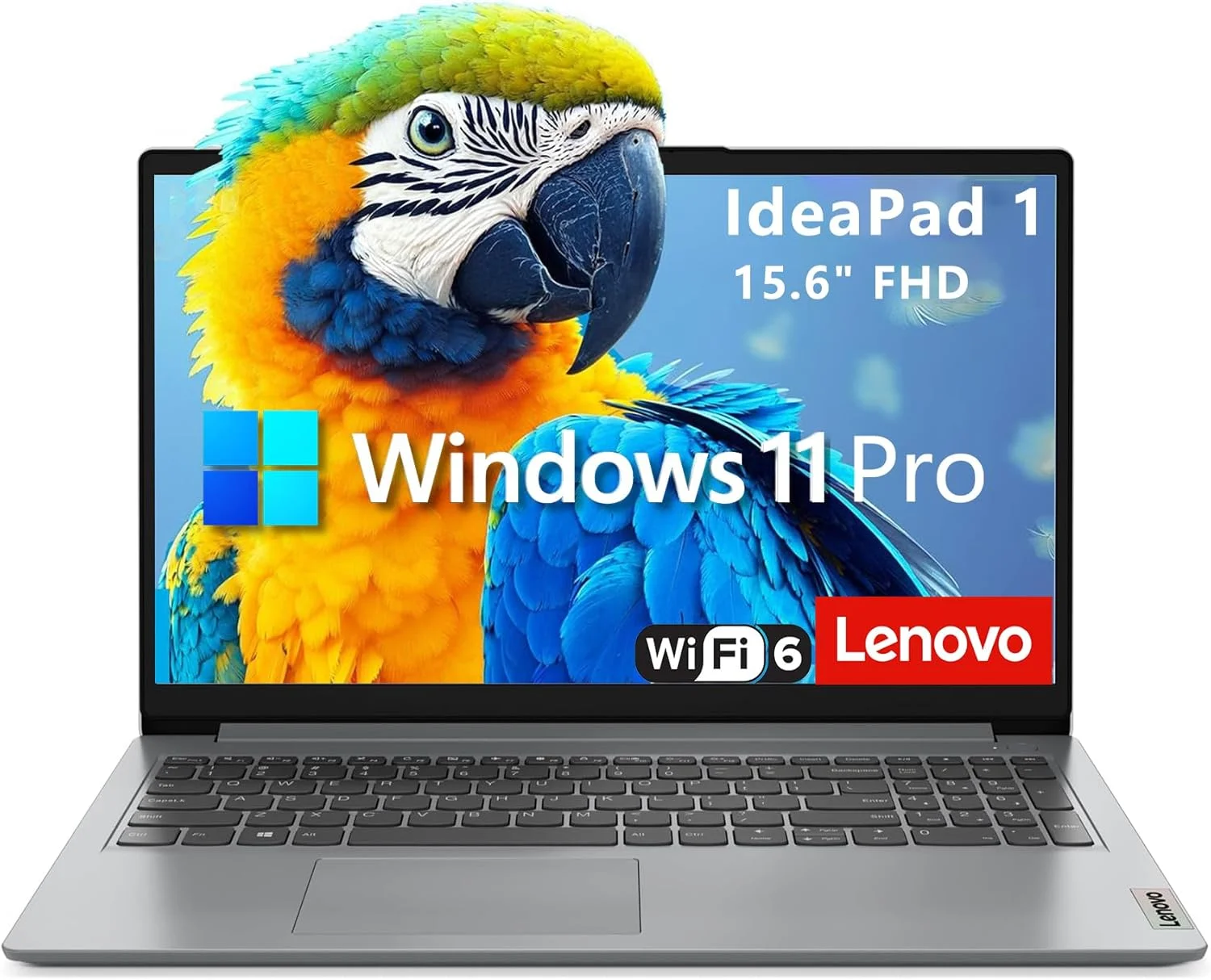 لپ تاپ لنوو IdeaPad 1 مناسب برای کسب و کار و دانشجویی، صفحه نمایش 15.6 اینچی FHD، پردازنده Intel Dual Core، رم 4 گیگابایتی DDR4، حافظه SSD 256 گیگابایتی PCIe، WiFi 6، بلوتوث 5.2، Type-C، خاکستری، ویندوز 11 پرو، AZ-XUT