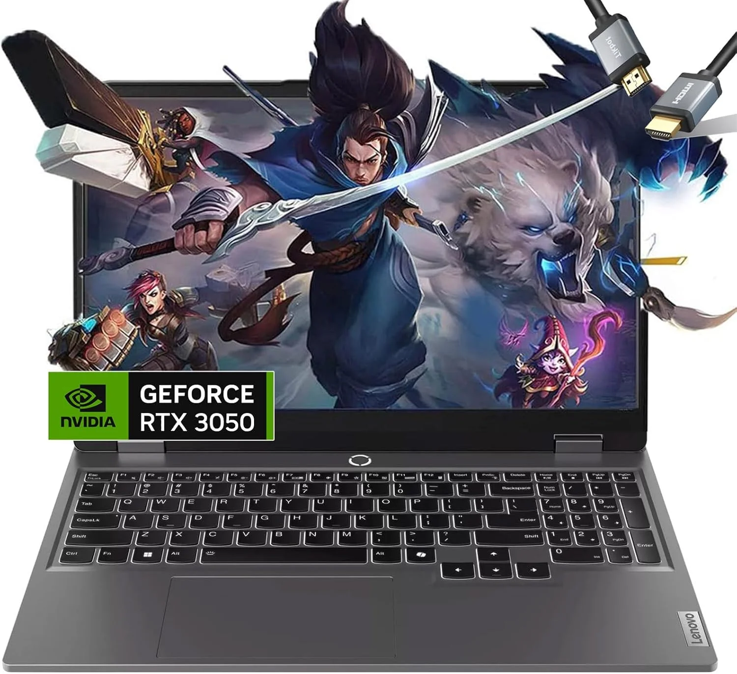 لپ تاپ گیمینگ Lenovo LOQ 15 - RTX 3050 - Intel Core i5-12450HX بهتر از AMD Ryzen 7 4800H - صفحه نمایش 15.6 اینچی FHD 144Hz - رم 32 گیگابایتی - SSD PCIe 1 ترابایتی - کیبورد با نور پس زمینه - ویندوز 11 - G-SYNC - کابل HDMI
