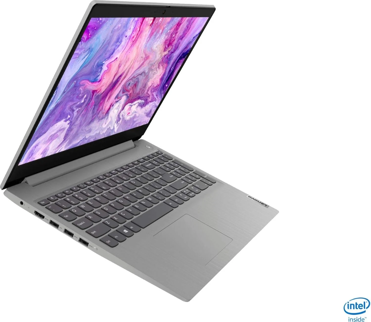 لپ تاپ لمسی 15 اینچی لنوو IdeaPad 3 مدل 2020، پردازنده Intel Core i5-1035G1 نسل 10 دو هسته ای، 12 گیگابایت رم DDR4، حافظه SSD 256 گیگابایتی PCI-e، وب کم، WiFi 5، بلوتوث، ویندوز 10 S خاکستری پلاتینی