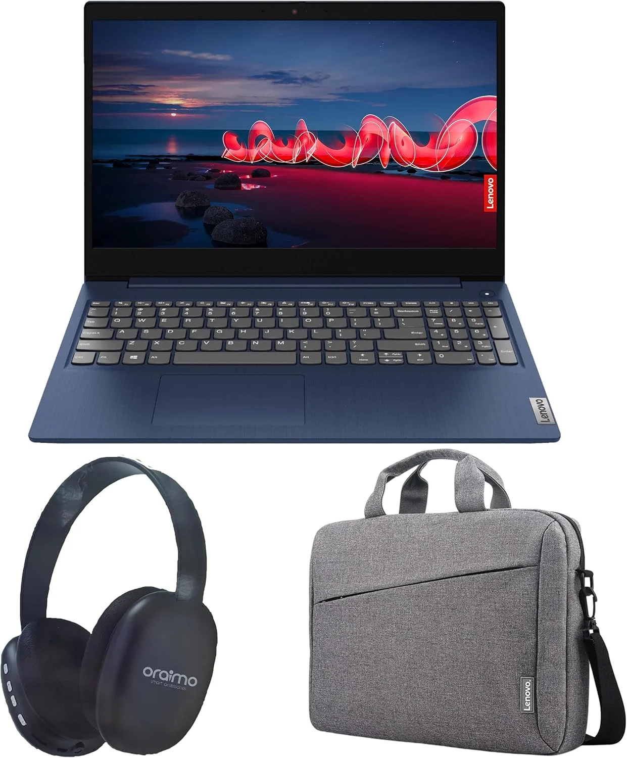 لپ تاپ لنوو Ideapad 3 15ITL6 با صفحه نمایش 15.6 اینچی FHD IPS، پردازنده Intel Core i7-1165G7، رم 16 گیگابایتی DDR4، حافظه SSD NVMe M.2 1 ترابایتی، گرافیک Intel Iris Xe، ویندوز 11 به همراه کیف لنوو و هدفون بلوتوث رایگان (آبی تیره)