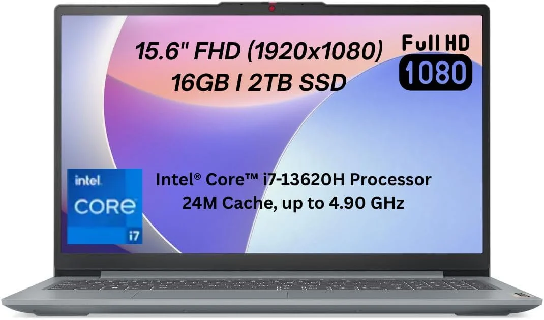 لپ تاپ لنوو IdeaPad Slim 3 15IRH8 نسل سیزدهم Intel Core i7-13620H، نمایشگر 15.6 اینچی FHD، رم 16 گیگابایتی، SSD 2 ترابایتی، گرافیک Intel UHD، ویندوز 11، صفحه کلید انگلیسی، خاکستری قطبی (ارتقا یافته)
