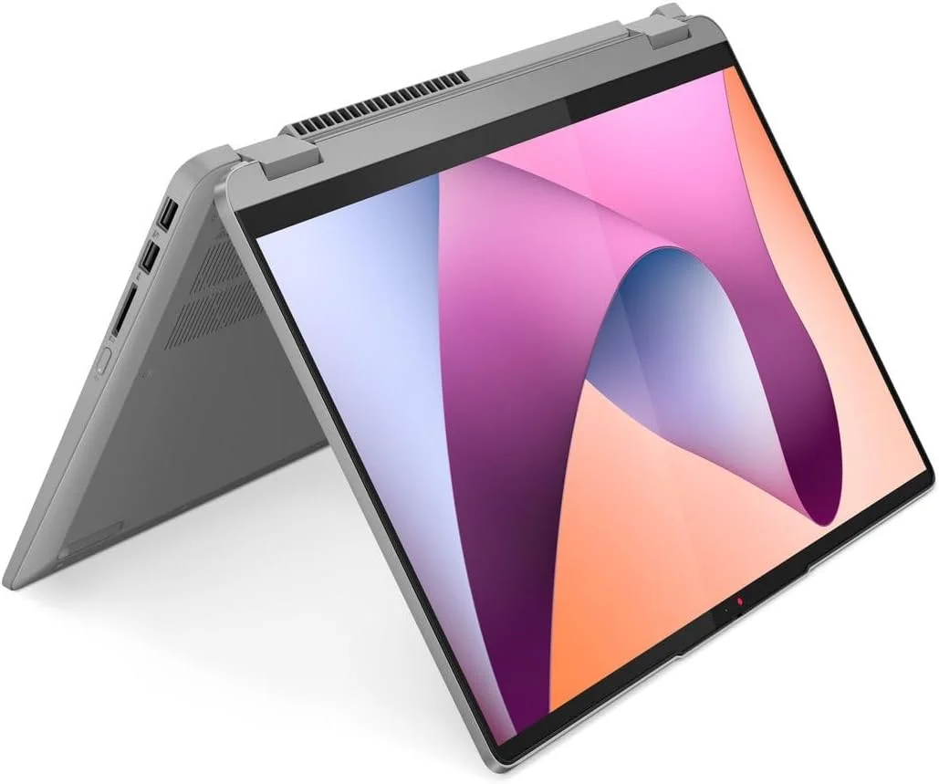 لپ تاپ 2 در 1 لنوو IdeaPad Flex 5 14ABR8 به همراه قلم، صفحه نمایش لمسی 14 اینچی WUXGA (1920x1200)، پردازنده Ryzen 7 7730U، رم 16 گیگابایتی، حافظه SSD 512 گیگابایتی، کیبورد با نور پس زمینه انگلیسی-عربی، ویندوز 11، خاکستری قطبی - [82XX0081AX]
