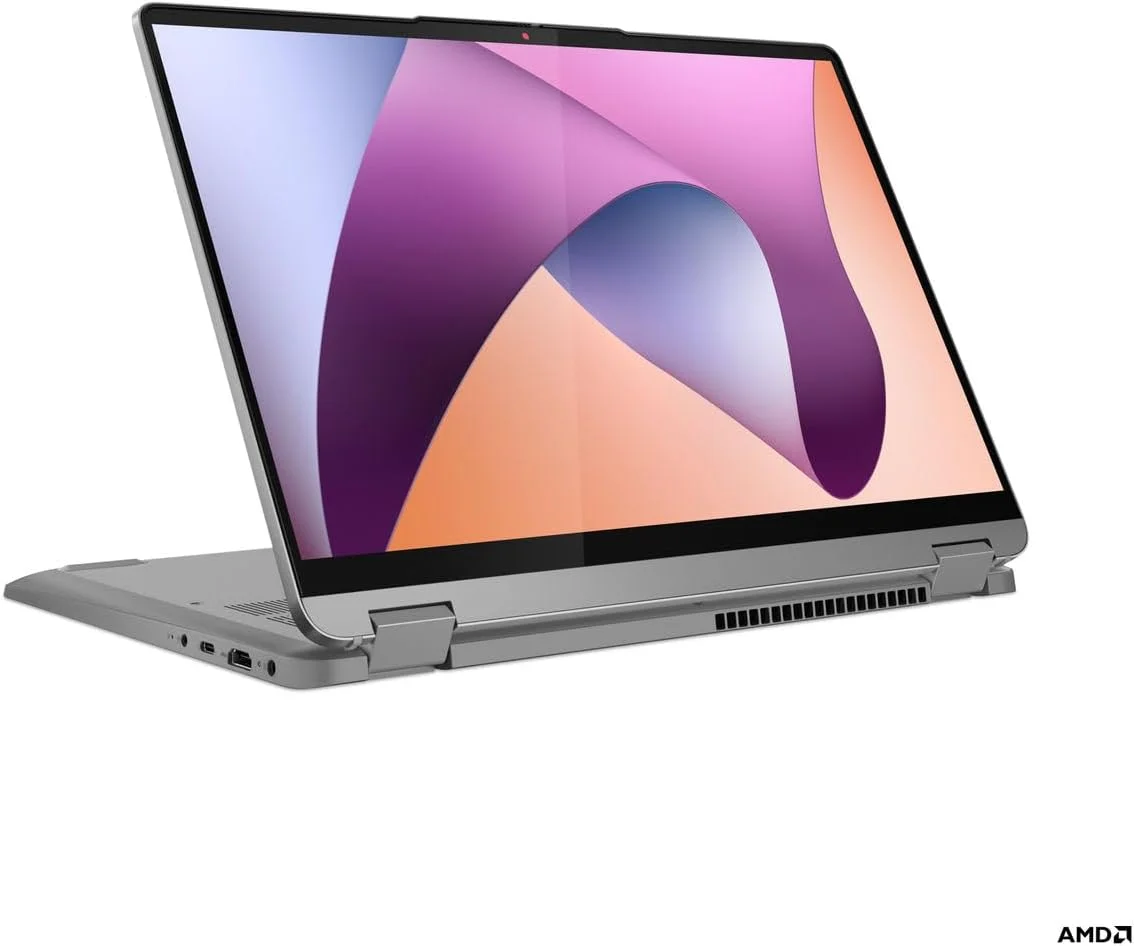 لپ تاپ 2 در 1 لنوو IdeaPad Flex 5 14ABR8 به همراه قلم، صفحه نمایش لمسی 14 اینچی WUXGA (1920x1200)، پردازنده Ryzen 7 7730U، رم 16 گیگابایتی، حافظه SSD 512 گیگابایتی، کیبورد با نور پس زمینه انگلیسی-عربی، ویندوز 11، خاکستری قطبی - [82XX0081AX]