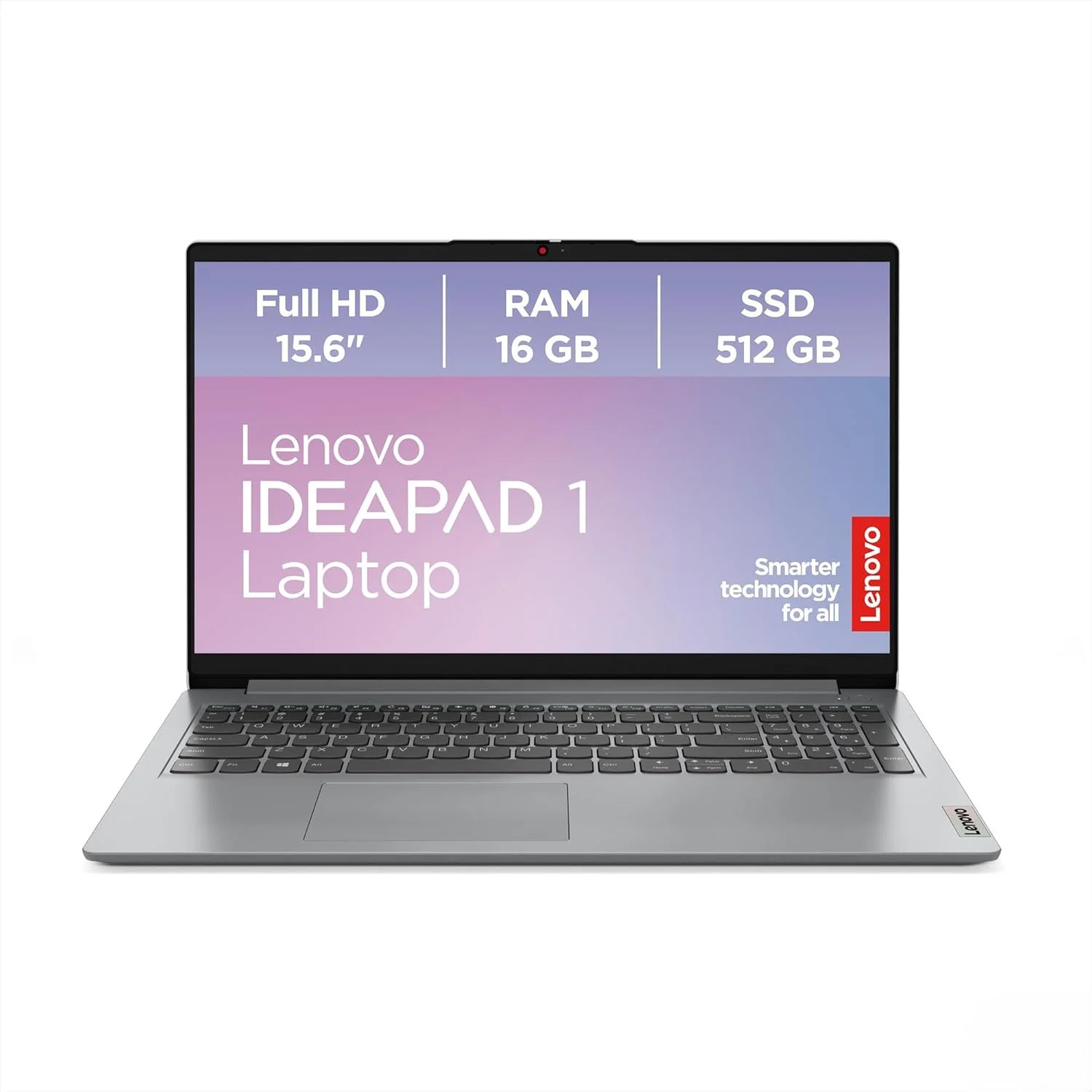 لپ تاپ لنوو IdeaPad 1 | صفحه نمایش 15.6 اینچی Full HD | AMD Ryzen 5 | گرافیک AMD Radeon | رم 16 گیگابایتی | SSD 512 گیگابایتی | ویندوز 11 هوم | QWERTZ | خاکستری ابری | 3 ماه مراقبت ویژه