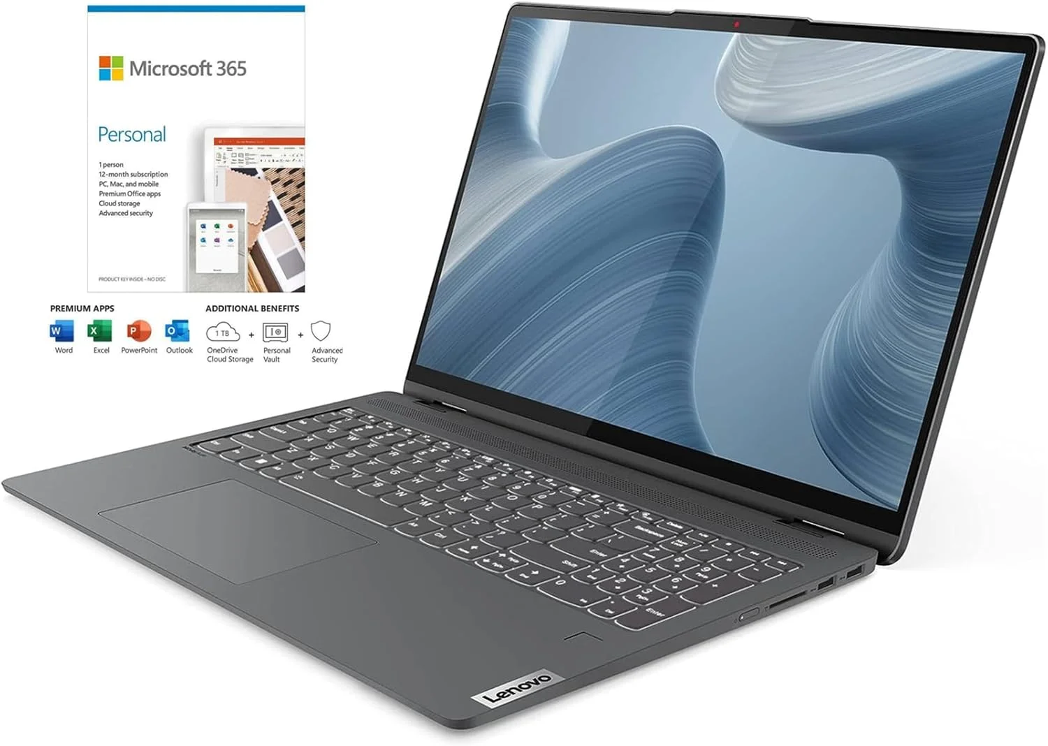 جدیدترین لپ تاپ 2 در 1 لنوو IdeaPad Flex 5 مدل 2023، صفحه نمایش لمسی 16 اینچی 2.5K WQXGA، پردازنده Intel Core i7-1255U، رم 16 گیگابایتی DDR4، حافظه SSD 2 ترابایتی، گرافیک Intel Iris Xe، وب کم، Wi-Fi 6، ویندوز 11 هوم
