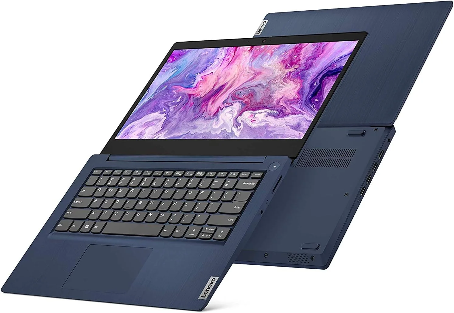 لپ تاپ 14 اینچی لنوو IdeaPad 3، صفحه نمایش 14.0 اینچی FHD 1920 x 1080، پردازنده AMD Ryzen 5 3500U، رم 8 گیگابایتی DDR4، حافظه SSD 256 گیگابایتی، گرافیک AMD Radeon Vega 8، حاشیه باریک، ویندوز 10، 81W0003QUS، آبی تیره