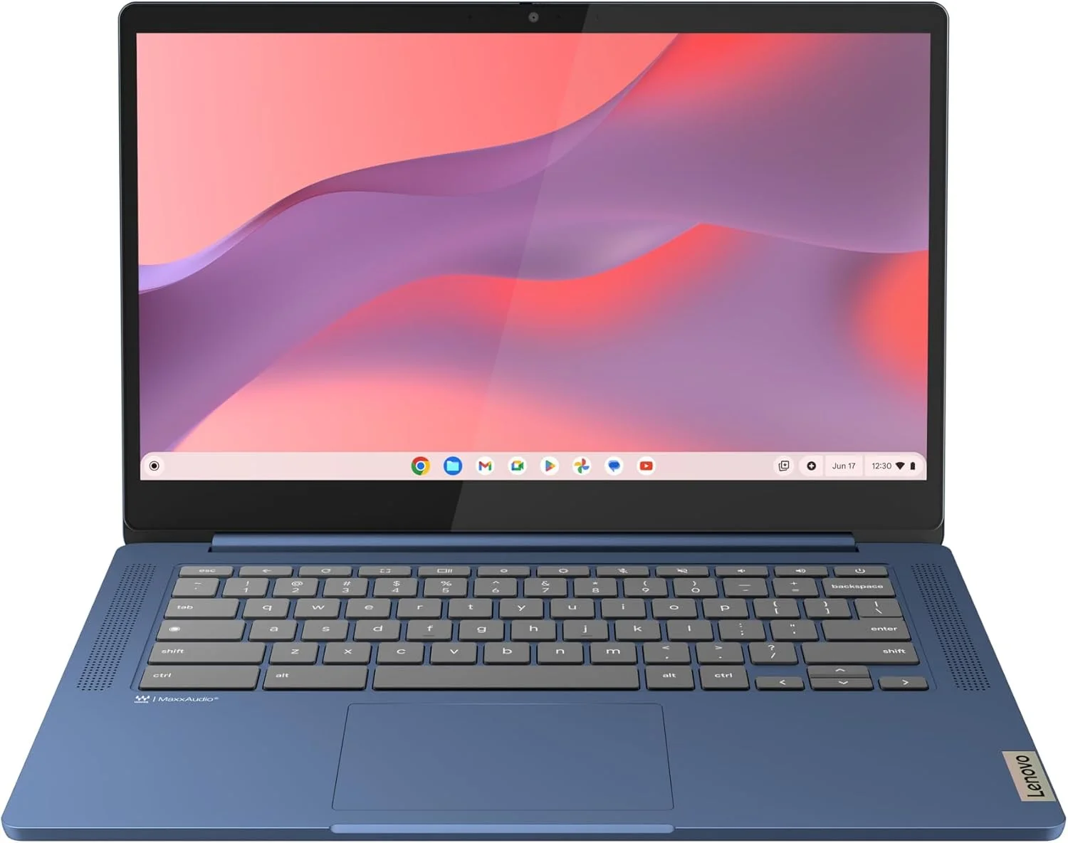 لپ تاپ سبک وزن Lenovo IdeaPad Slim 3 Chromebook - 2024 - بلندگوهای Waves MaxxAudio® - صفحه نمایش 14 اینچی HD - دوربین HD 720p - حافظه 4 گیگابایتی - حافظه 64 گیگابایتی - MediaTek Kompanio 520 - آبی تیره