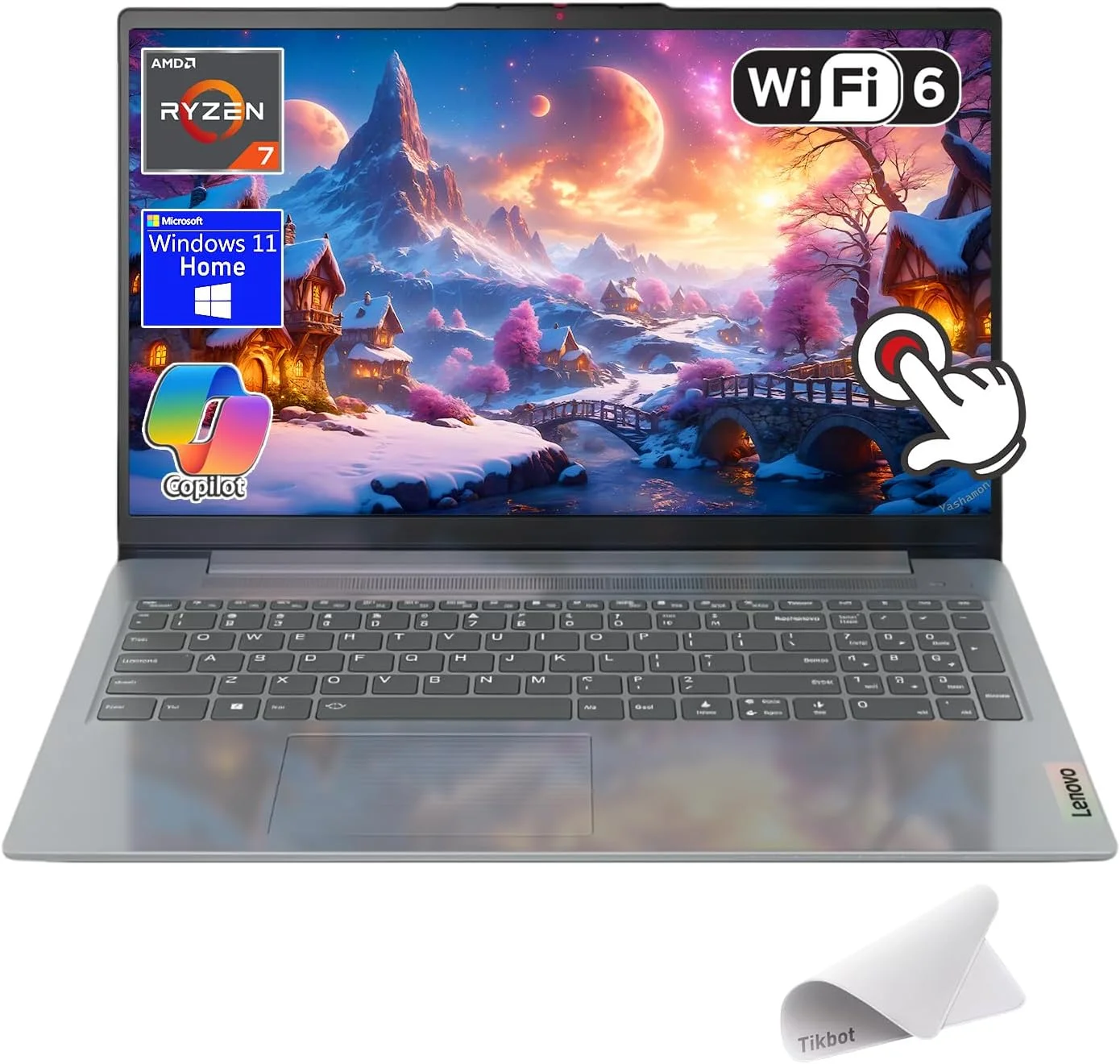 لپ تاپ لمسی 15.6 اینچی Lenovo IdeaPad Slim 3، کامپیوتر هوش مصنوعی Copilot، پردازنده AMD Ryzen 7 5825U، وای فای 6، ویندوز 11 هوم، همراه با پد موس (16 گیگابایت رم | 512 گیگابایت PCIe SSD)