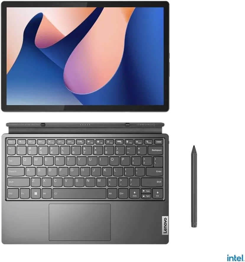 لپ تاپ 2 در 1 لنوو IdeaPad Duet 5 12IRU8 به همراه قلم و کیبورد، صفحه نمایش لمسی 12.4 اینچی 2.5K، پردازنده Intel Core i7-1355U، رم 8 گیگابایت، حافظه SSD 512 گیگابایت، گرافیک Intel Iris Xe، ویندوز 11، انگلیسی-عربی، خاکستری طوفانی - [83B3002AAX]