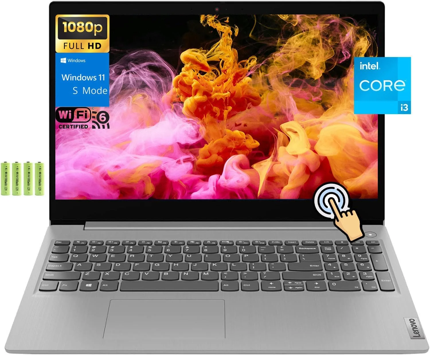 لپ تاپ لمسی 15.6 اینچی FHD لنوو Ideapad 3i 15، پردازنده دو هسته ای نسل 11 i3-1115G4، گرافیک Intel UHD، رم 40 گیگابایتی، SSD PCIe 4 ترابایتی، نامپد، دوربین حریم خصوصی، Wi-Fi 6، BT، HDMI، ویندوز 11 Home (حالت S)، همراه با باتری