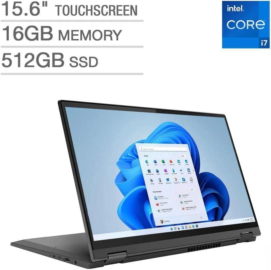 لپ تاپ 2 در 1 لنوو IdeaPad Flex 5 15ITL05 / صفحه نمایش لمسی 15.6 اینچی FHD IPS، پردازنده Intel Core i7-1165G7 / رم 16 گیگابایتی / SSD 512 گیگابایتی / گرافیک Intel Iris Xe / ویندوز 11 هوم / خاکستری گرافیتی انگلیسی
