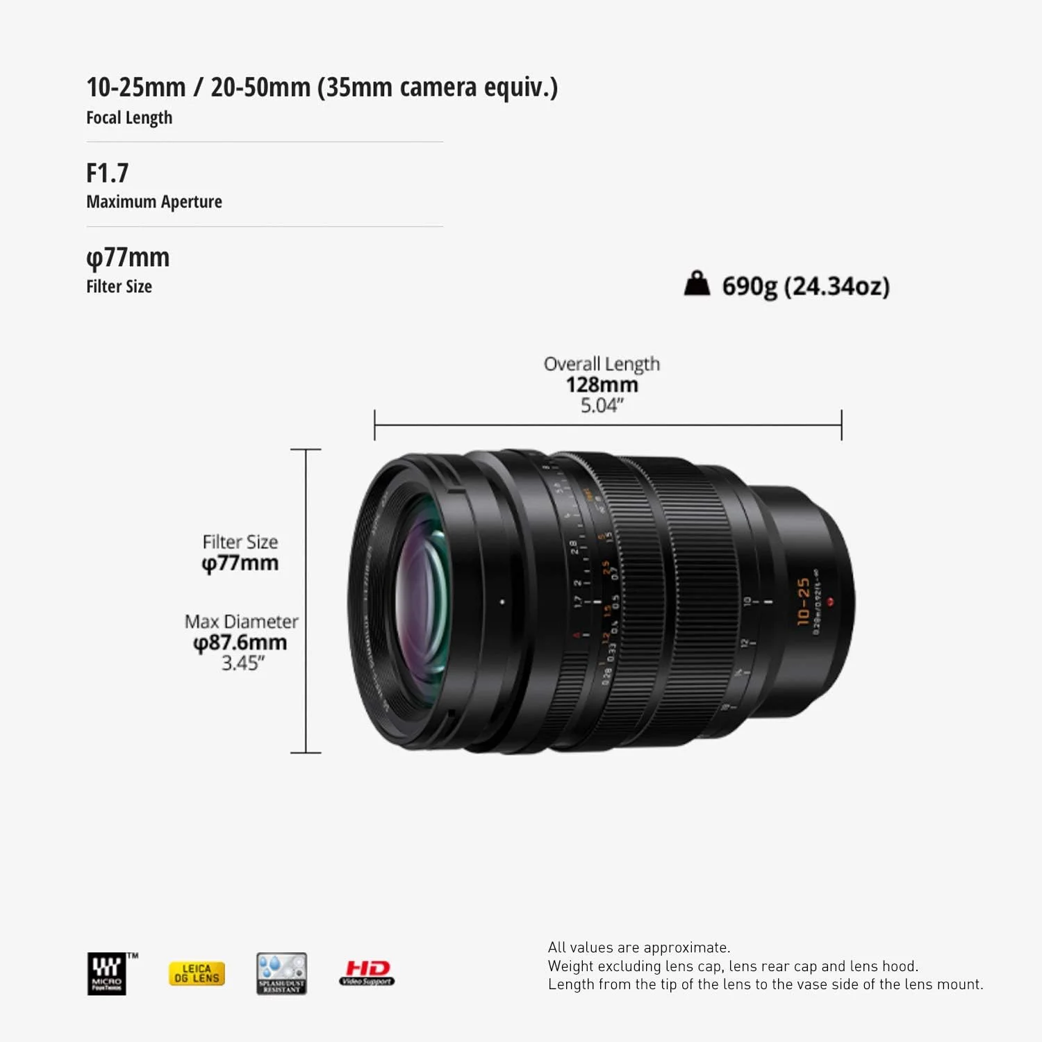 لنز پاناسونیک Lumix G Leica DG Vario-Summilux 10-25mm, F1.7 ASPH.، دیافراگم بدون پله، عملکرد ویدیویی، مانت میکرو چهار سوم بدون آینه، H-X1025 لنز پاناسونیک Lumix G Leica DG Vario-Summilux 10-25mm, F1.7 ASPH.، دیافراگم بدون پله، عملکرد ویدیویی، مانت میکرو چهار سوم بدون آینه، H-X1025