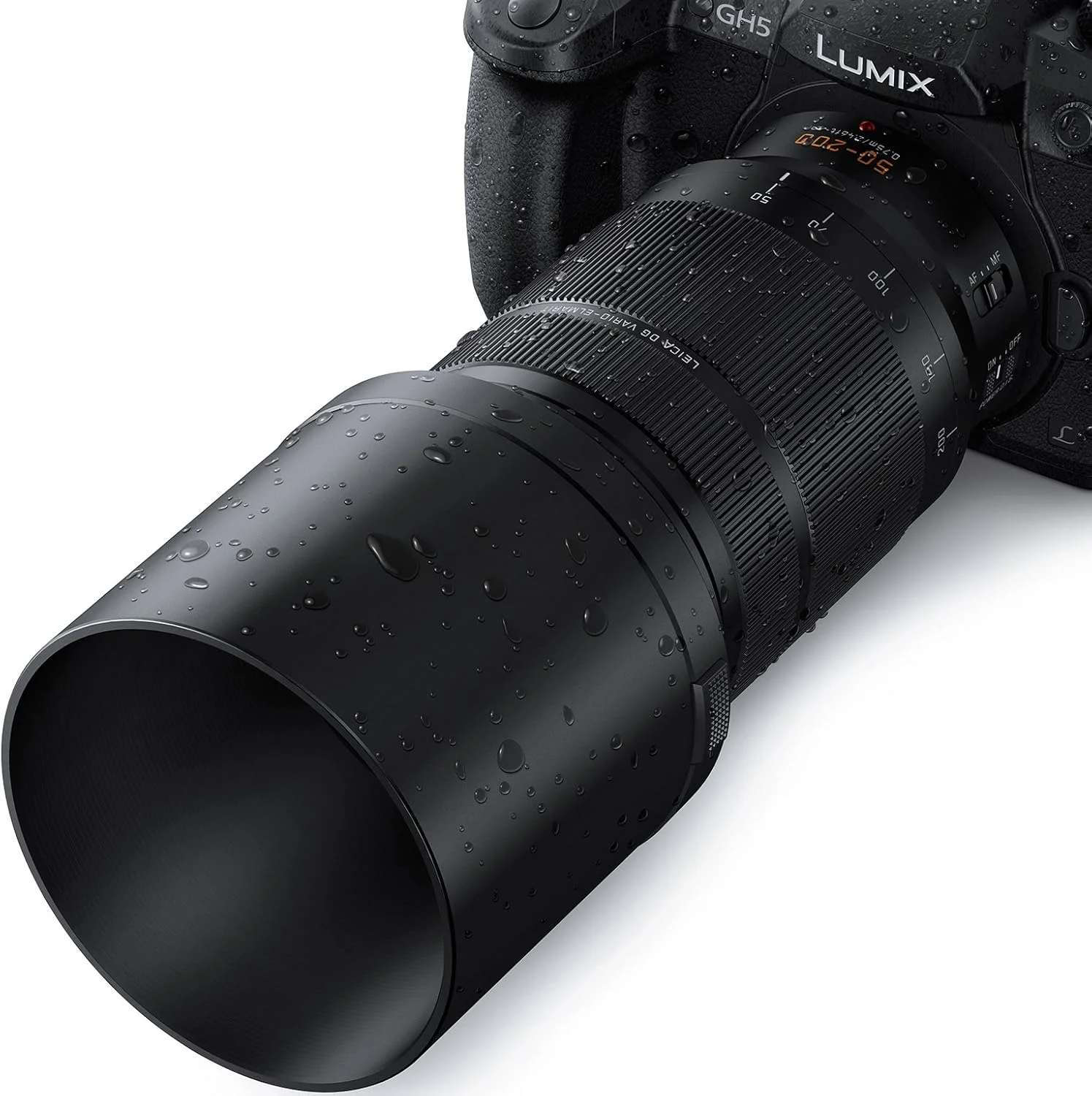 لنز دوربین حرفه ای 50-200 میلی متری پاناسونیک LUMIX، G LEICA DG VARIO-ELMARIT، F2.8-4.0 ASPH، Dual I.S. 2.0 با Power O.I.S، میکرو چهار سوم بدون آینه، H-ES50200 (مشکی)