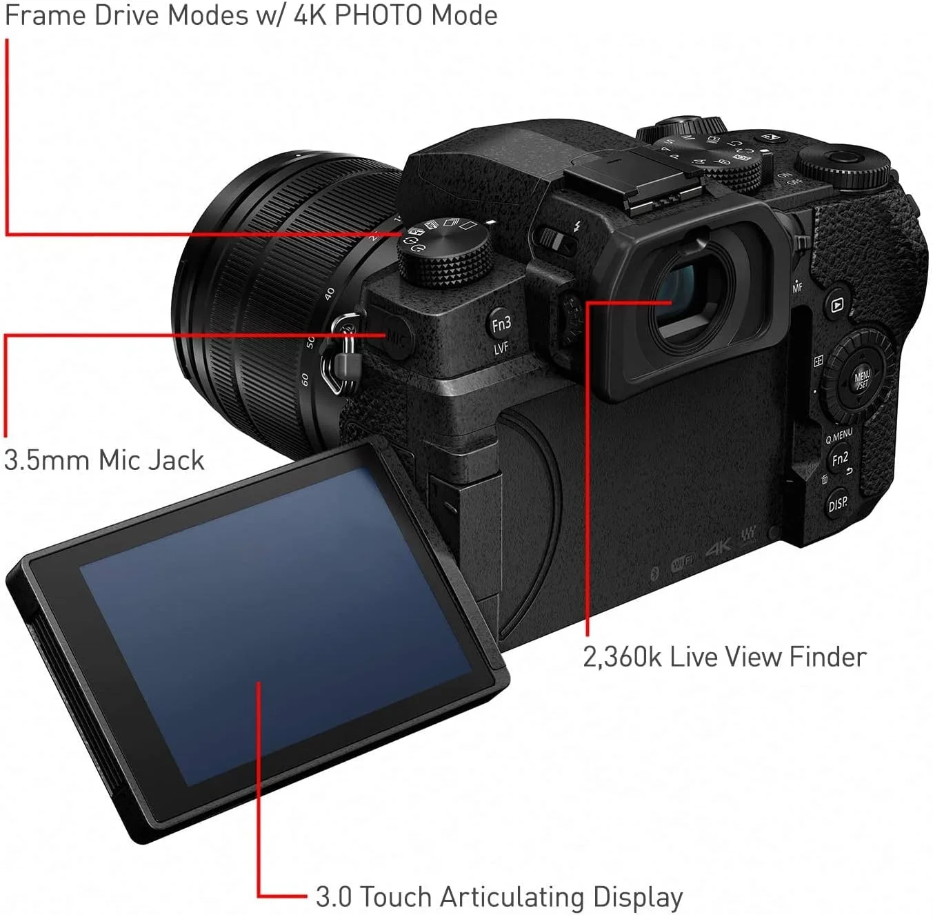 دوربین بدون آینه پاناسونیک LUMIX G95D با سنسور 20.3 مگاپیکسل، لنز 12-60 میلیمتری F3.5-5.6 میکرو چهار سوم، لرزشگیر دوگانه 5 محوره I.S. 2، فیلمبرداری 4K 24p 30p، V-Log L از پیش نصب شده، صفحه لمسی 3 اینچی OLED - DC-G95DMK (مشکی) دوربین بدون آینه پاناسونیک LUMIX G95D با سنسور 20.3 مگاپیکسل، لنز 12-60 میلیمتری F3.5-5.6 میکرو چهار سوم، لرزشگیر دوگانه 5 محوره I.S. 2، فیلمبرداری 4K 24p 30p، V-Log L از پیش نصب شده، صفحه لمسی 3 اینچی OLED - DC-G95DMK (مشکی)