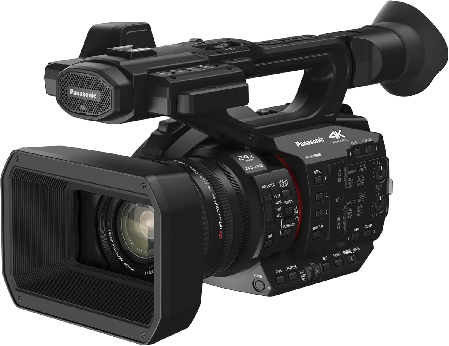 دوربین فیلمبرداری پاناسونیک HC-X20، کیفیت حرفه ای 4K 60p، سنسور 1.0 اینچی، لنز واید 24.5 میلی متری و زوم اپتیکال 20 برابر، مناسب برای اخبار، مصاحبه ها و رویدادها (تجدید شده)