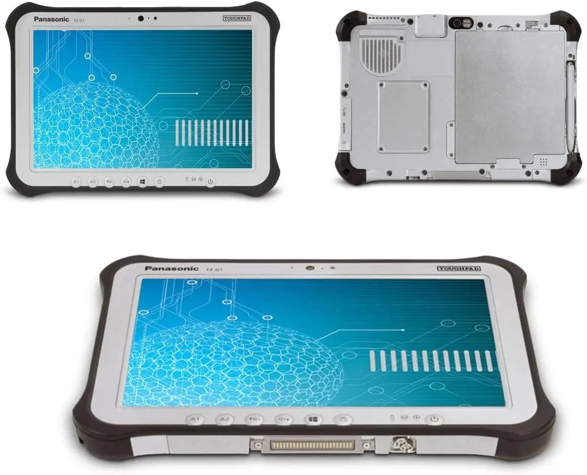 پاناسونیک ToughPad G1، FZ-G1 MK3، پردازنده Core i5-5300U @2.30GHz، صفحه نمایش 10.1 اینچی WUXGA Multi Touch + Digitizer، رم 8 گیگابایت، حافظه SSD 256 گیگابایت، WiFi، بلوتوث، 4G LTE، Dual Pass، 2 دوربین، ویندوز 10 پرو (بازسازی شده)